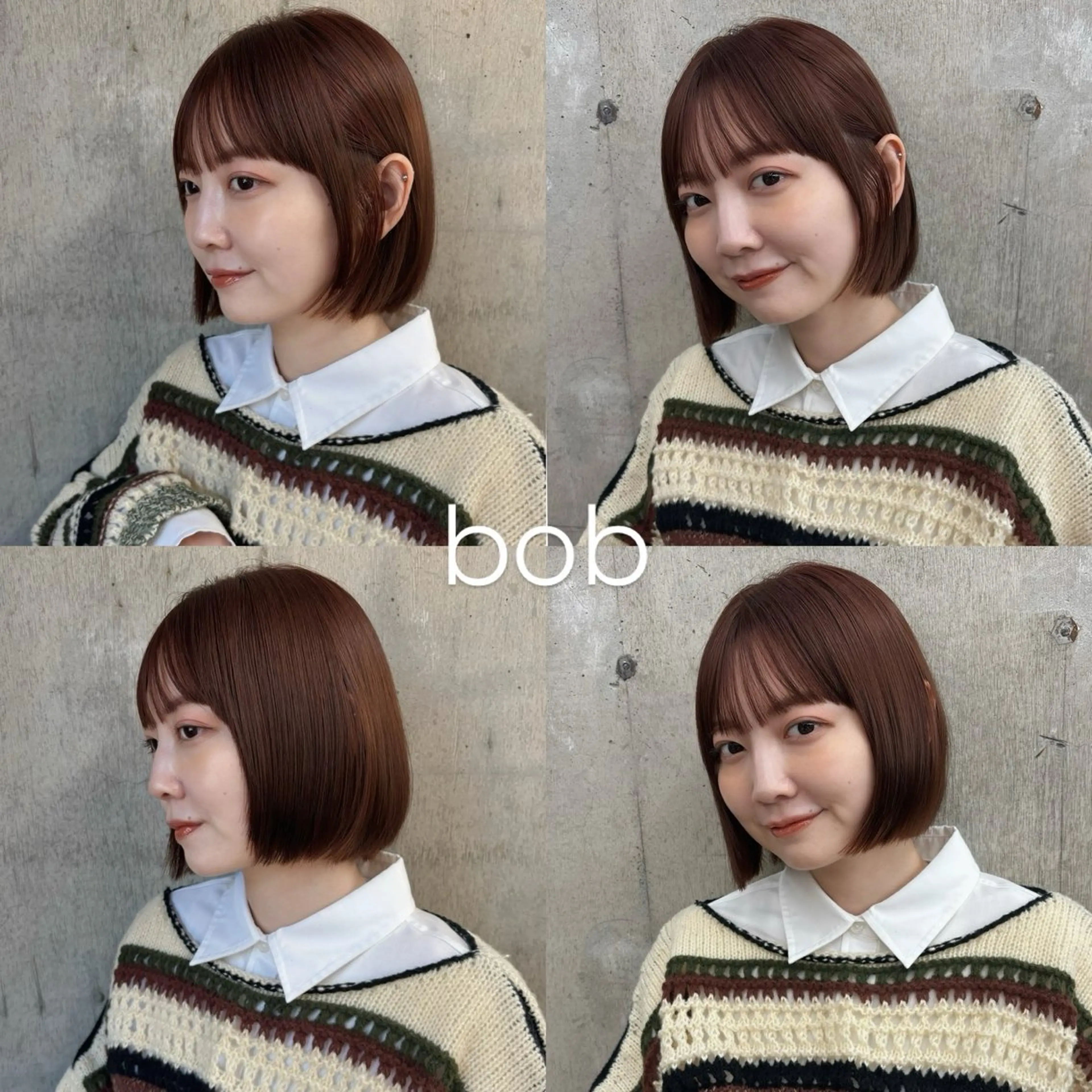 ミディアム レッドブラウン ボブ カット ヘアカラー ボブ/ミディアム 親しみやすさ/さくらのヘアスタイル