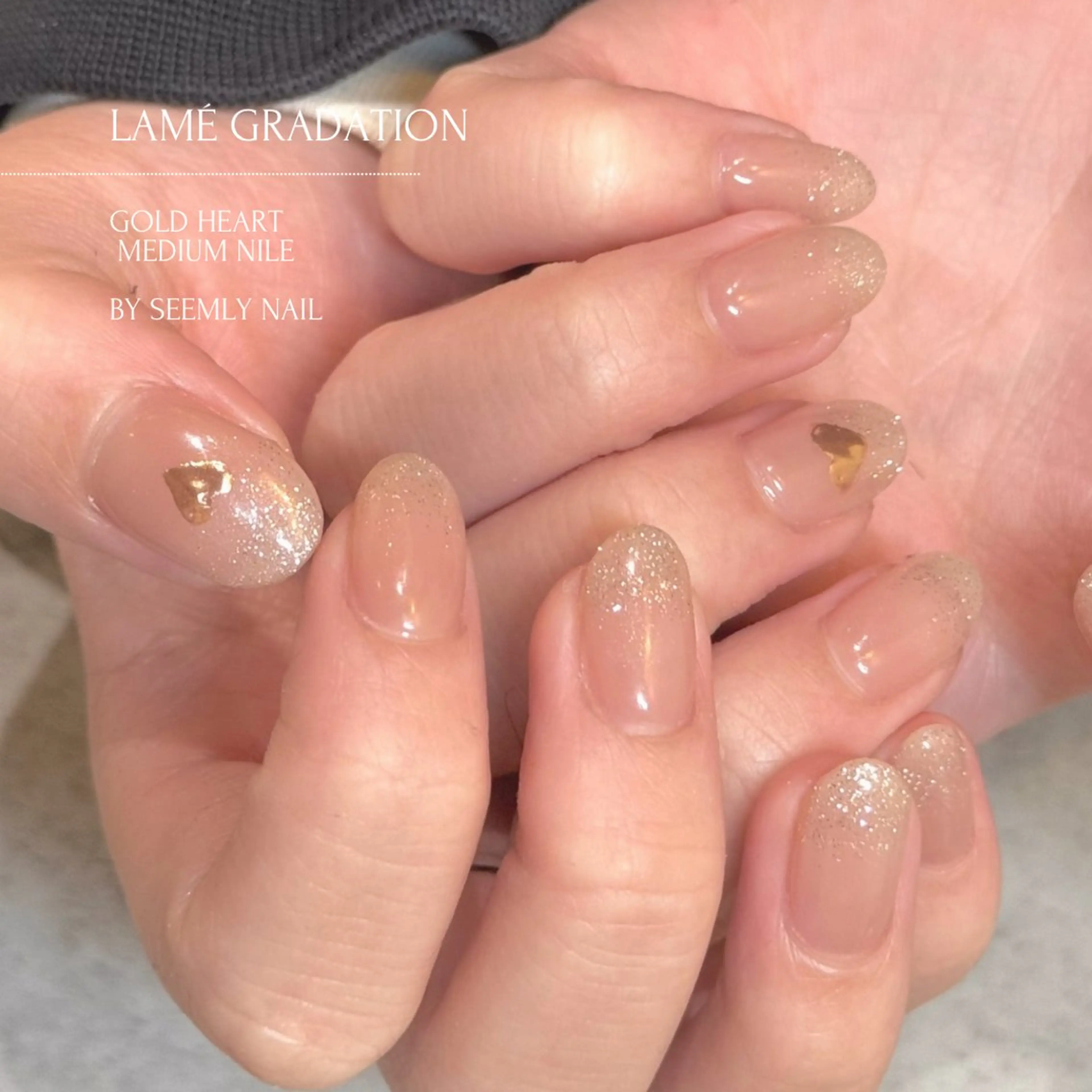 ネイル ジェルネイル ゴールド ハート パラジェル 冬ネイル ハンドネイル Seemly 千田町店所属・フラワーパラジェル 🌸シームリーエミのネイルデザイン