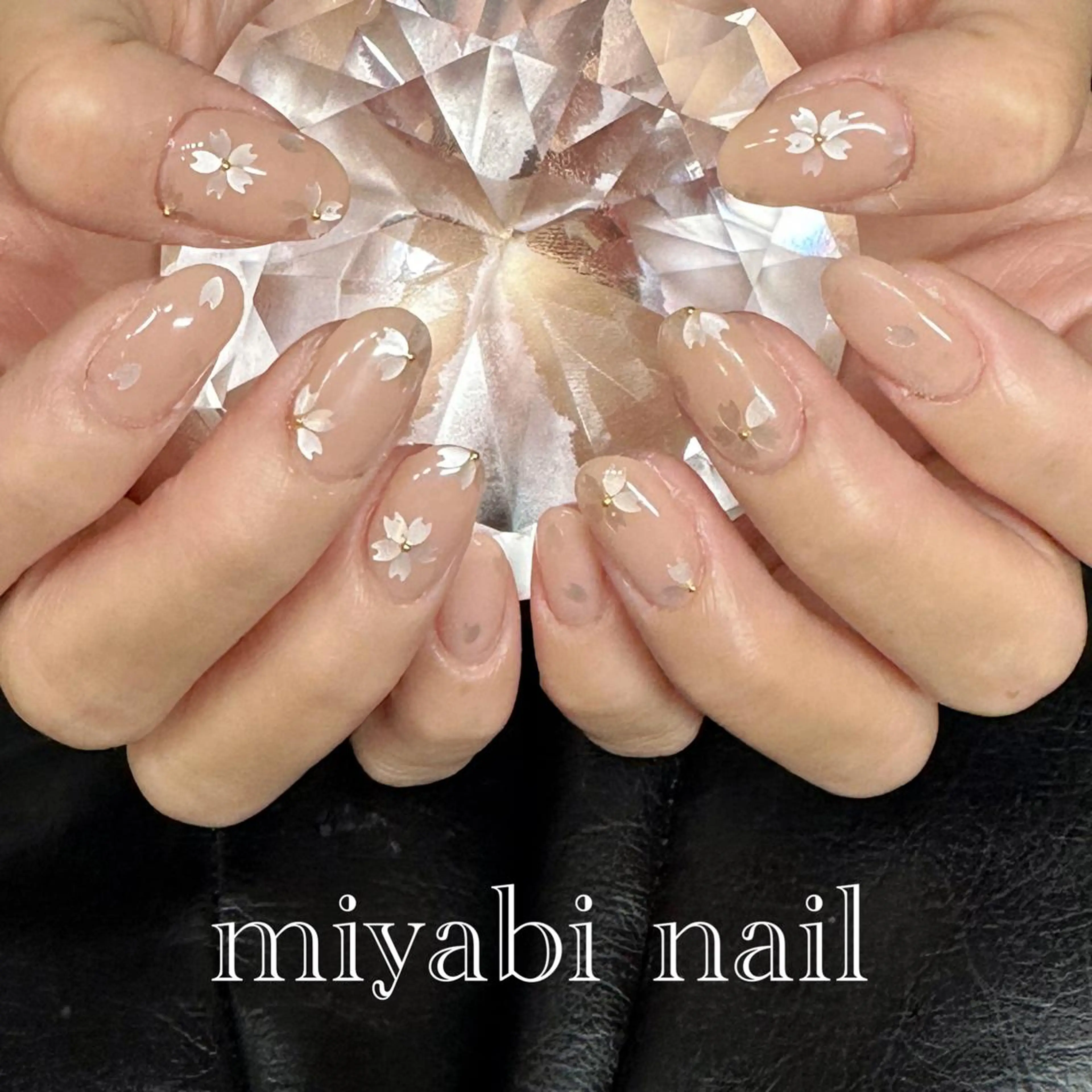ネイル アートネイル 桜ネイル フラワーネイル 持ち込み ピンク ハンドネイル miyabi nail 桂川駅近くのネイルデザイン