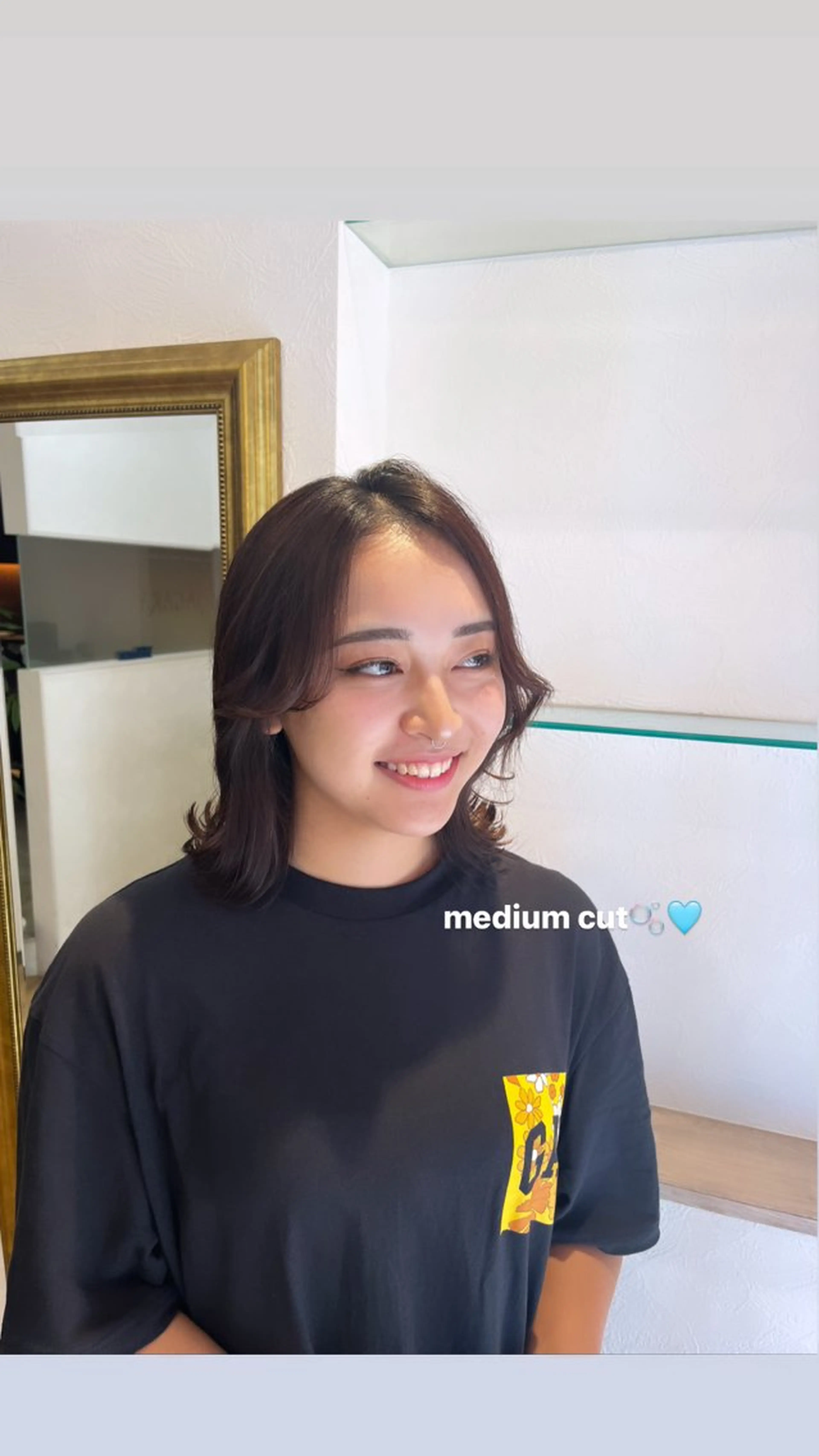 ミディアム 顔周りカット 顔周りカット/ 似合わせ/momo/のヘアスタイル