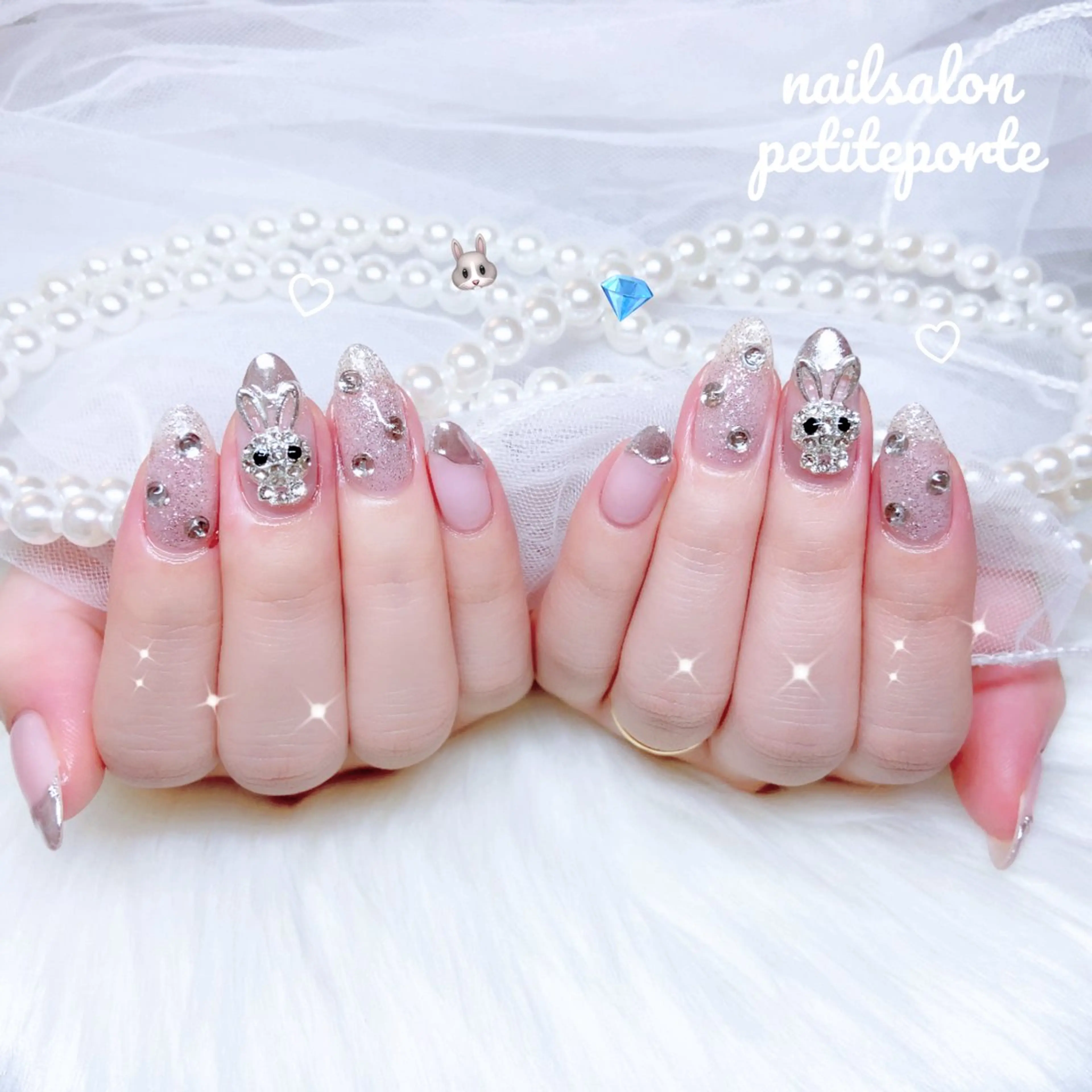 ネイル アートネイル フラッシュネイル ミラーネイル ピンク シルバー ハンドネイル nailsalon petite porte所属・petite porteのネイルデザイン