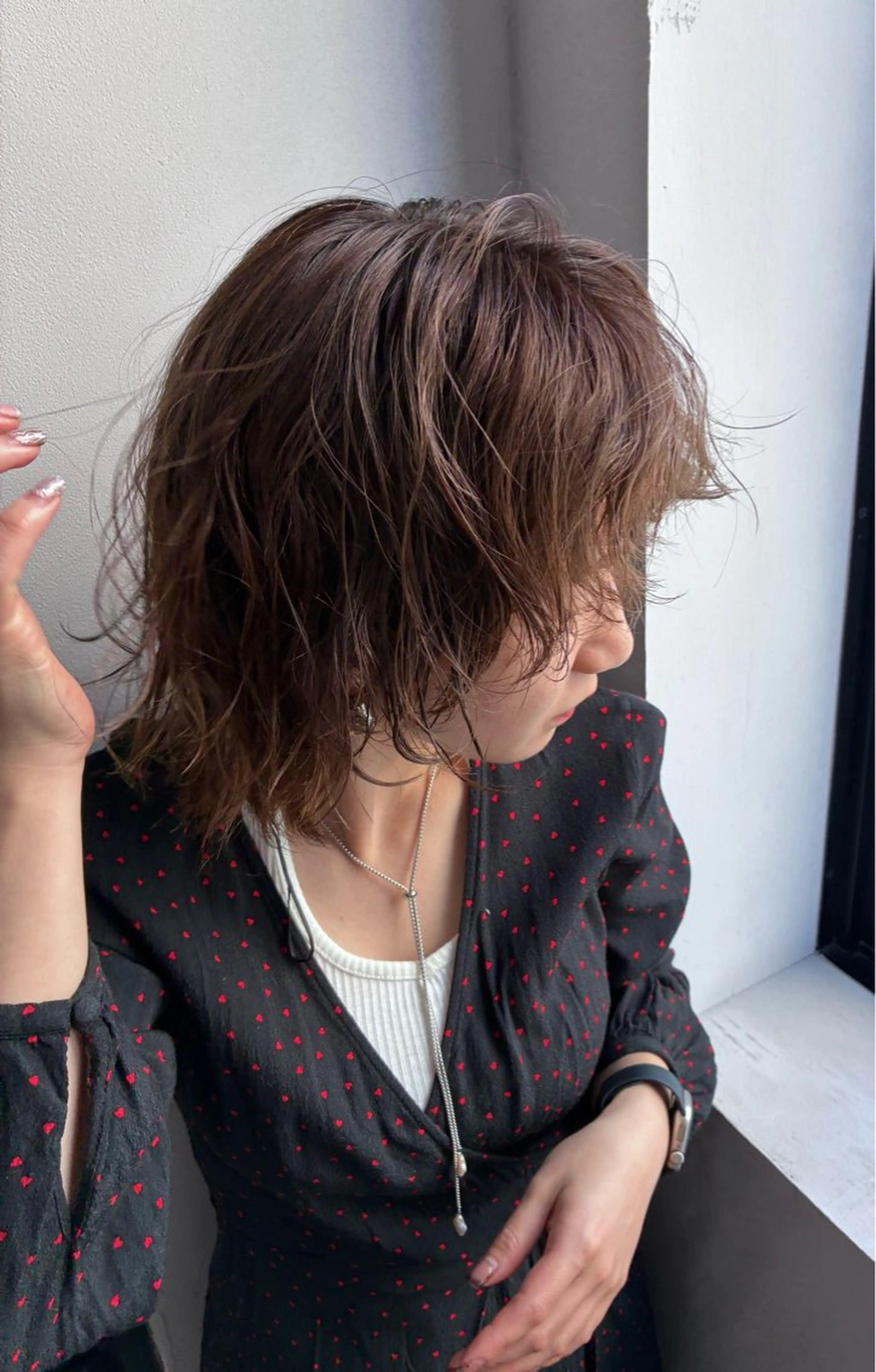 ミディアム パーマ ミディアムパーマ あかね 髪質改善ストレートのヘアスタイル