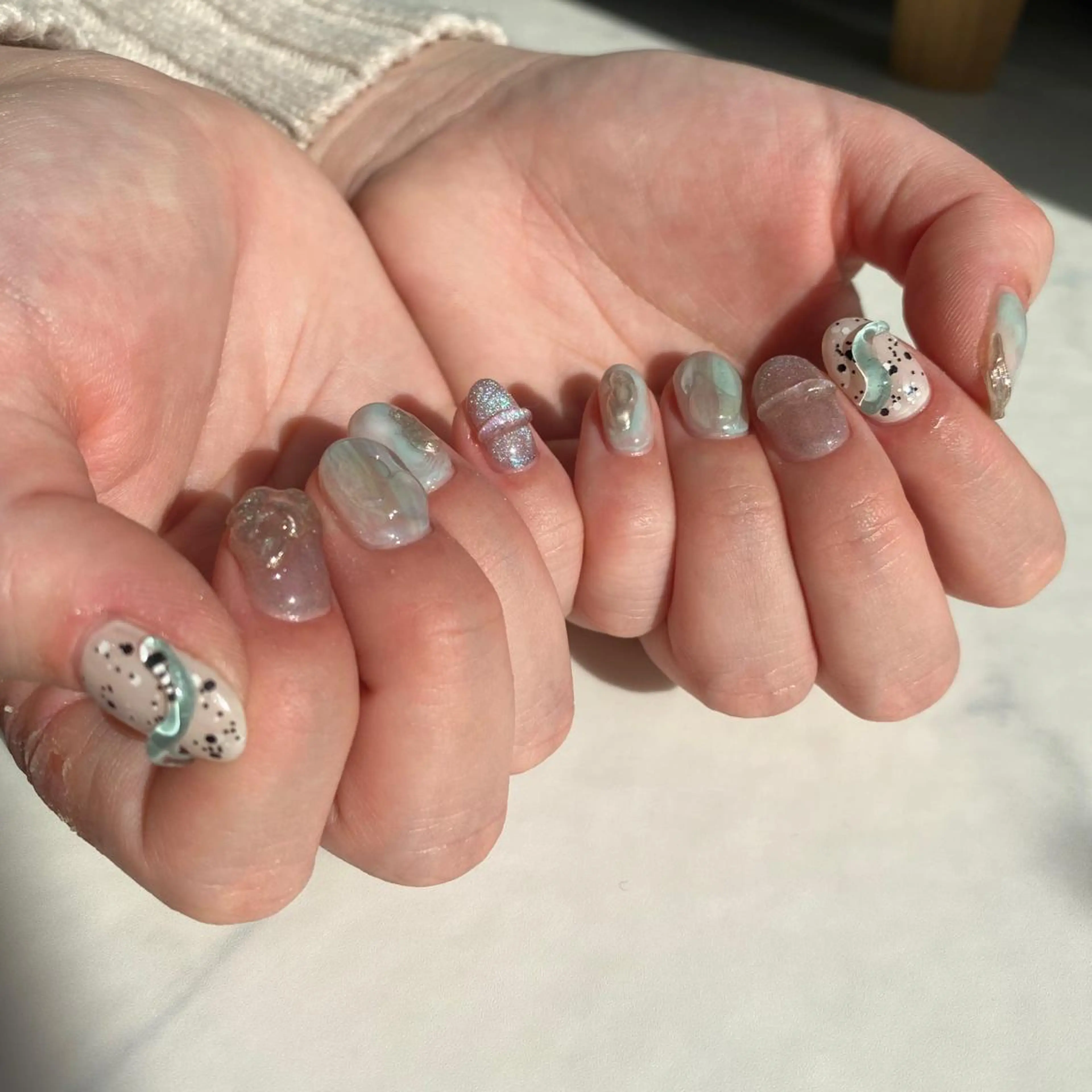 ネイル 水色 C. 👑itoのマツエク・マツパデザイン