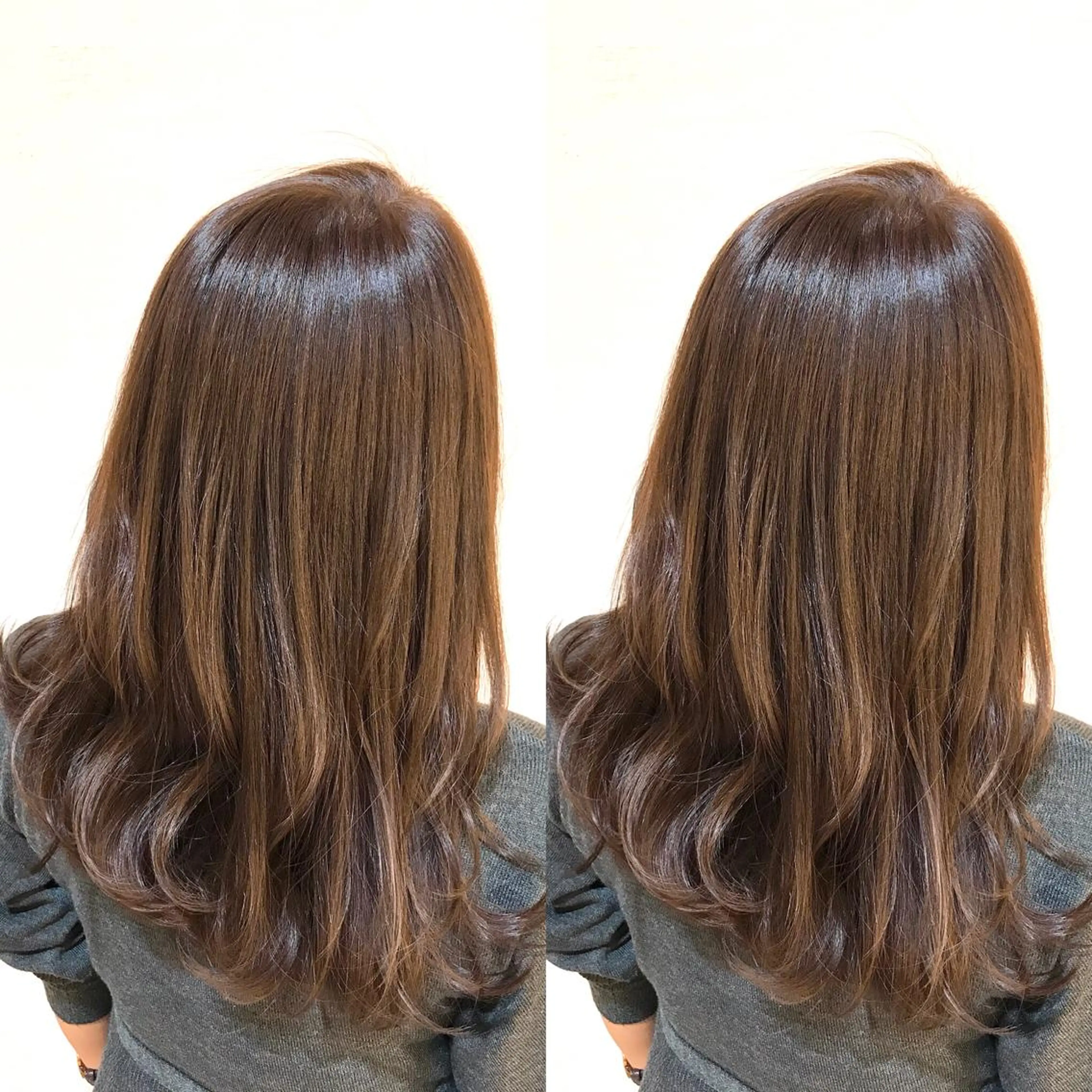 ロング カラー ベージュカラー シアーベージュ 韓国レイヤーカット/ ダブルカラーのヘアスタイル