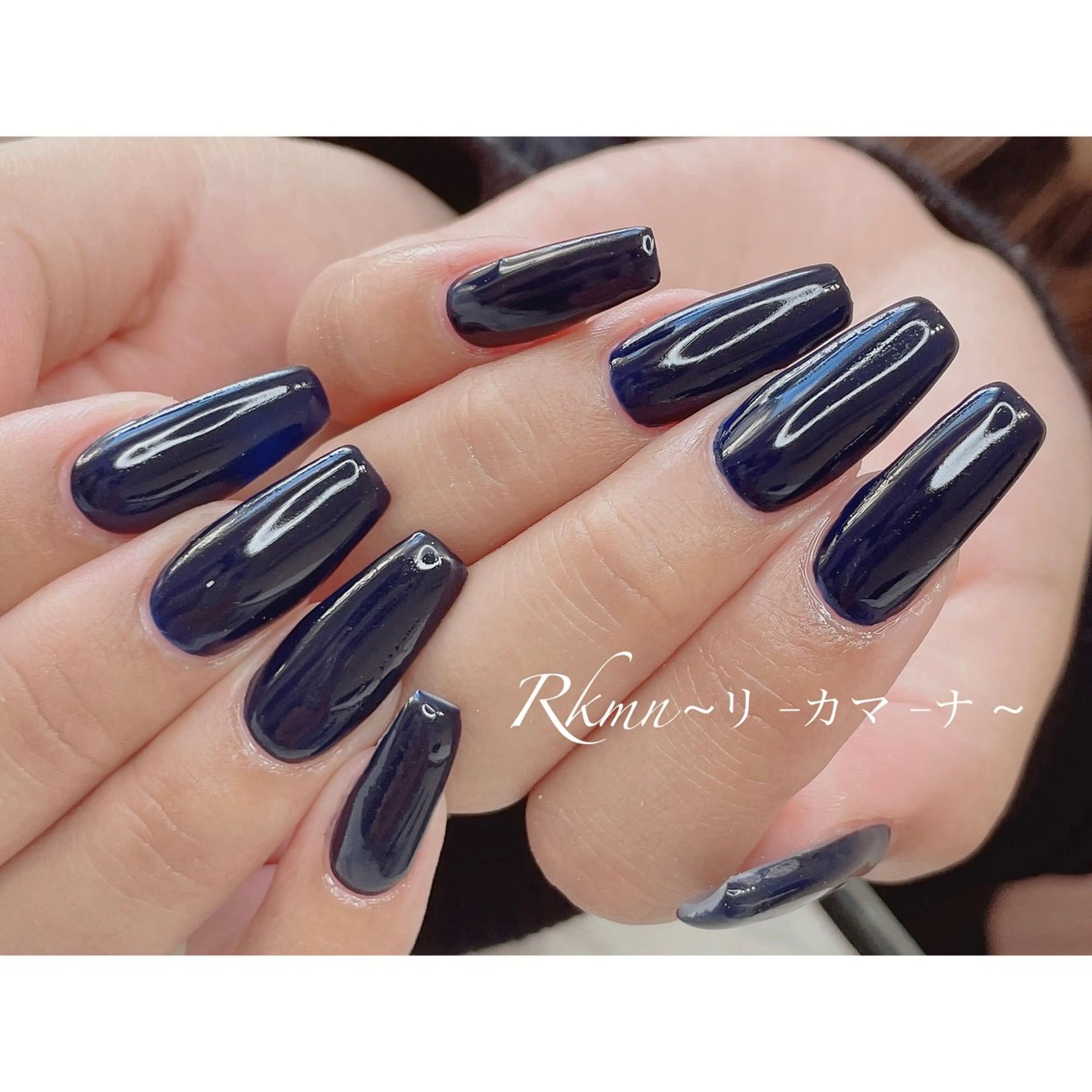 ネイル アートネイル ネイビー ワンカラーネイル 春ネイル ハンドネイル フットネイル ハンドケア Rkmn ~リ-カマ-ナ~のネイルデザイン