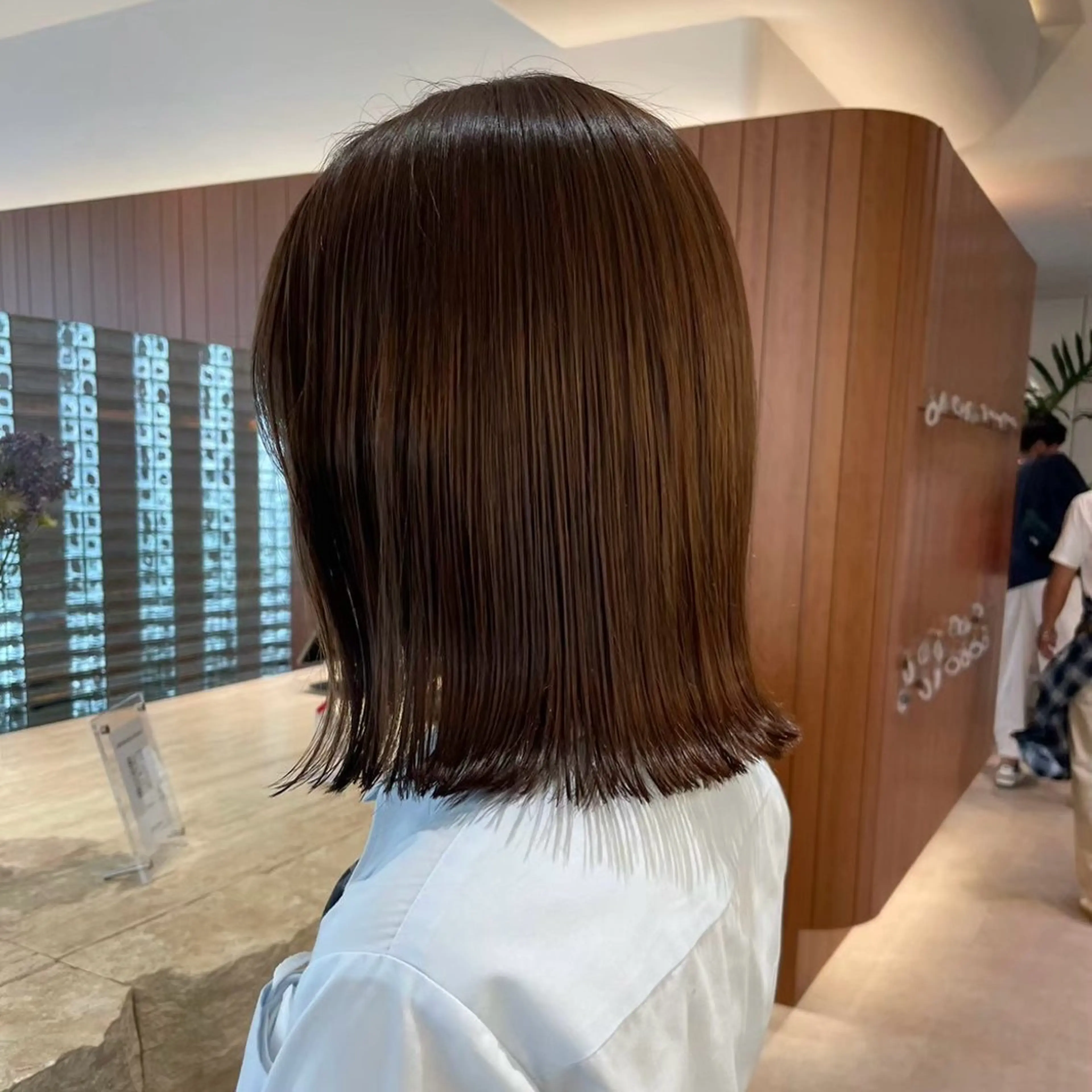 ミディアム カット 縮毛矯正 トリートメント 渋谷／タッセルボブ ／顔周り/加邊凌也のヘアスタイル