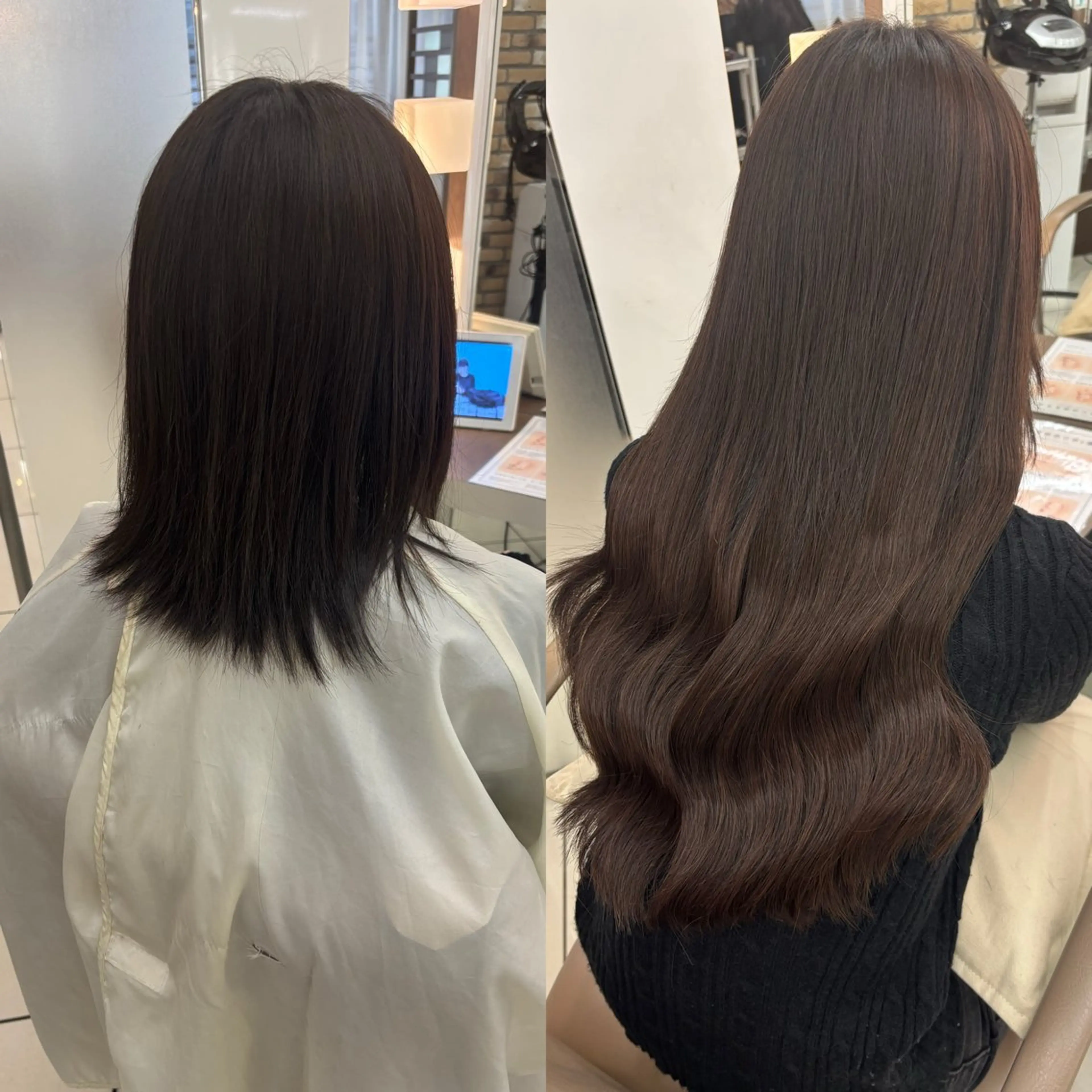 ミディアム ヘアカラー エクステ シールエクステ✨️韓 国羽エクステ🪽和希のヘアスタイル