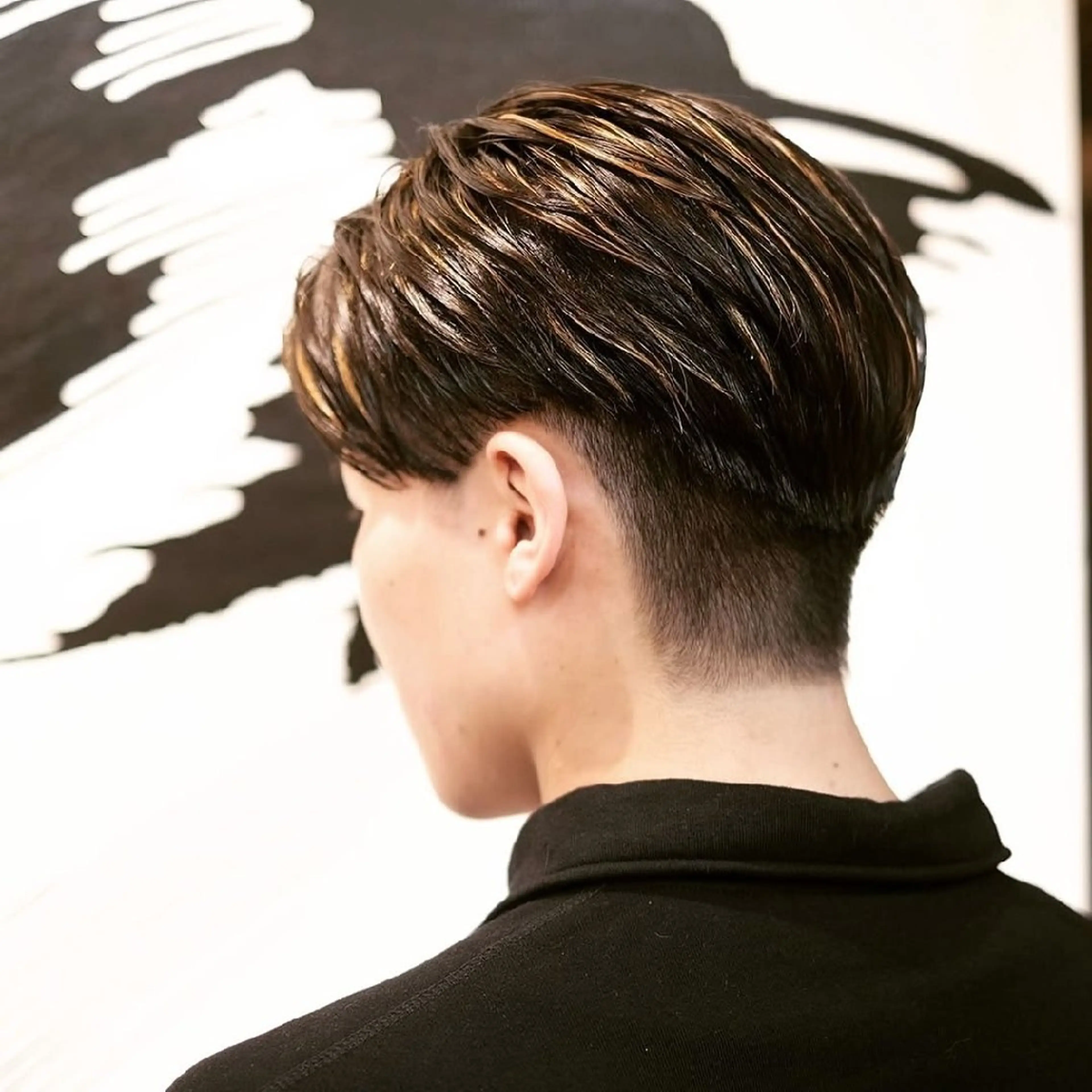 ショート メンズ ダウンパーマ メンズハイライト メンズパーマ ハイライト 埼玉久喜/ハイトーン デザインカラーRYOのヘアスタイル