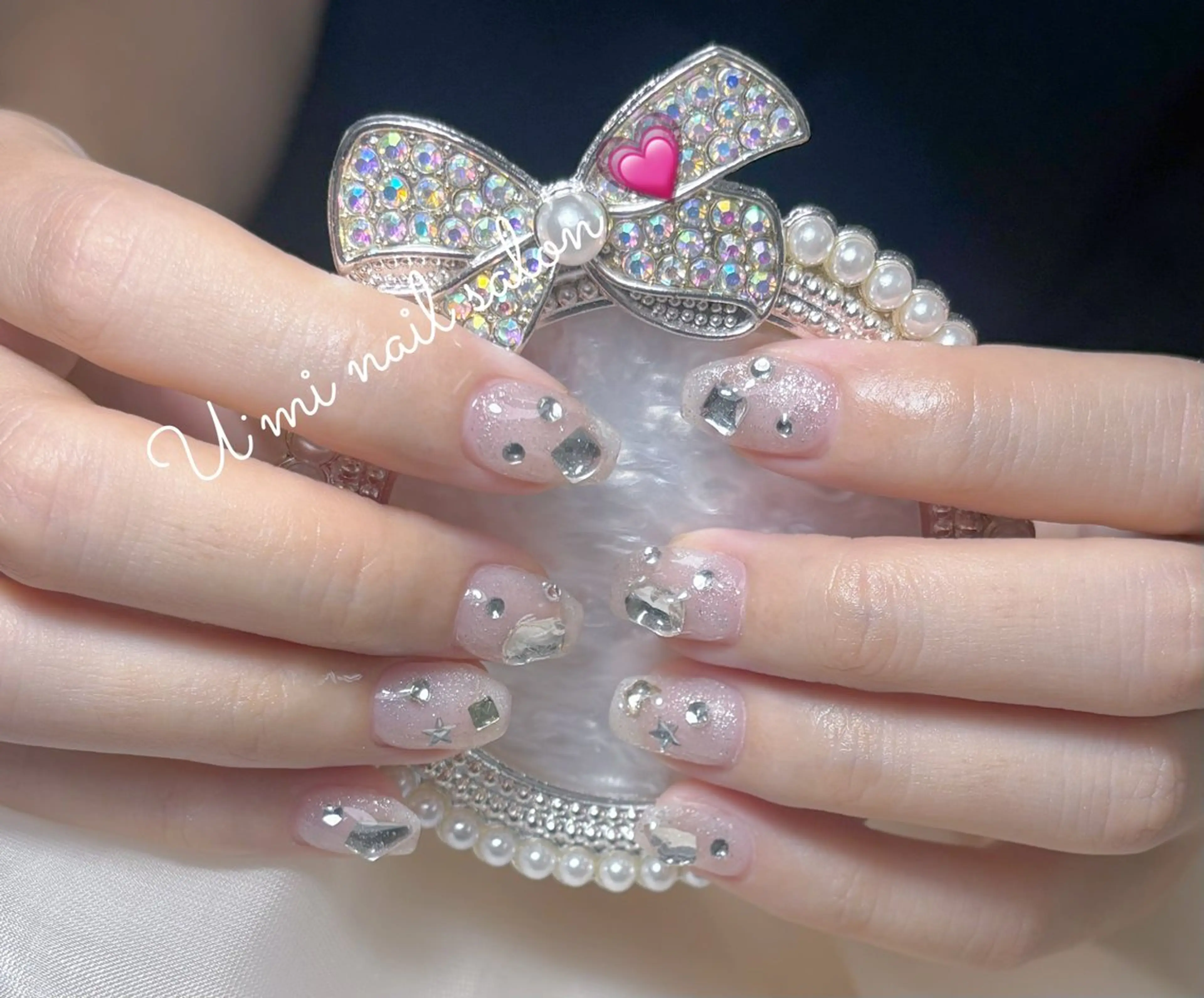 ネイル ワンカラーネイル ストーンネイル U·Mi nail salon所属・U·Mi 上野御徒町容のネイルデザイン