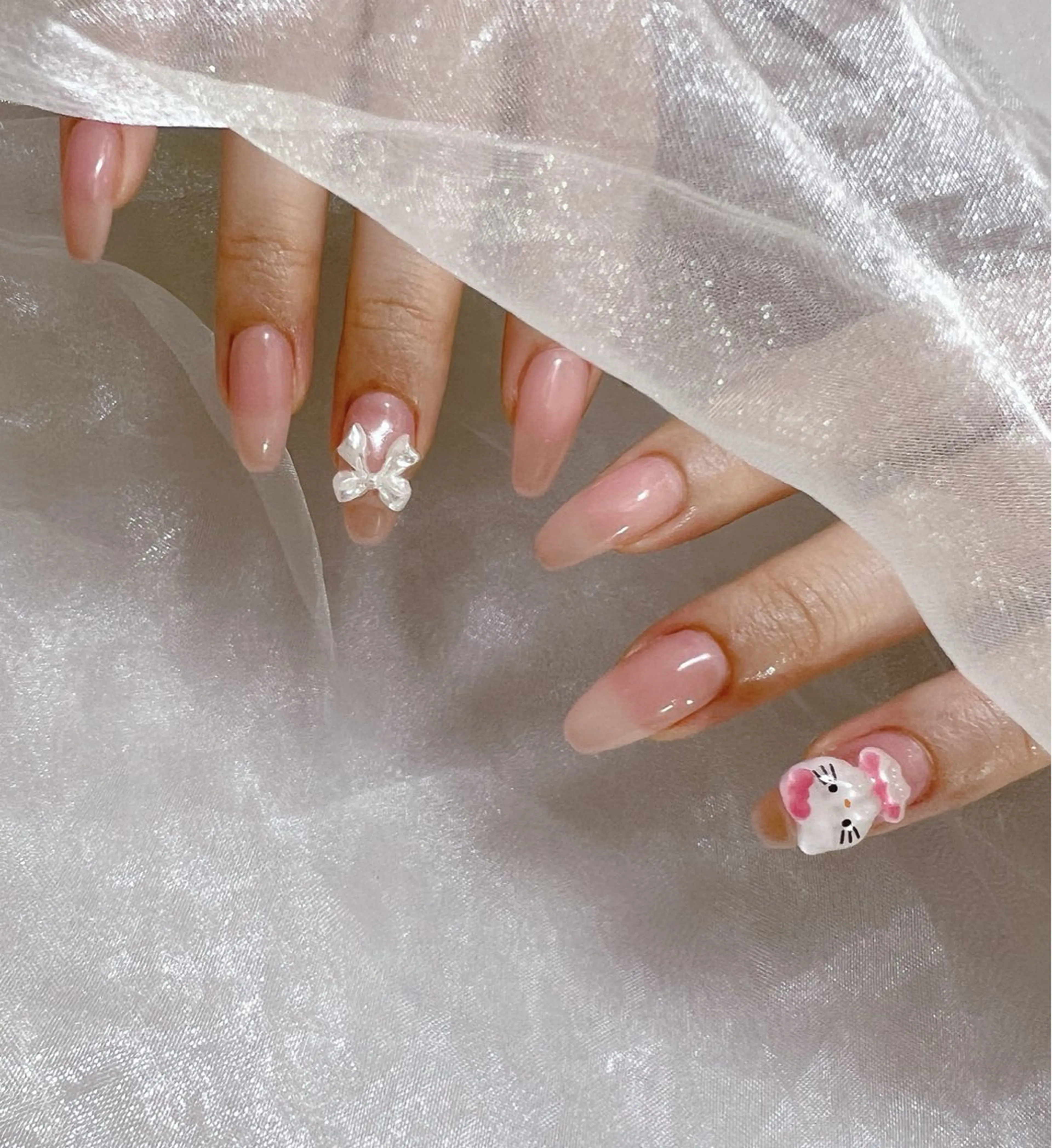 ネイル フットネイル ジェルネイル 韓国ネイル リボン ハンドネイル nail salon Lauleaのネイルデザイン