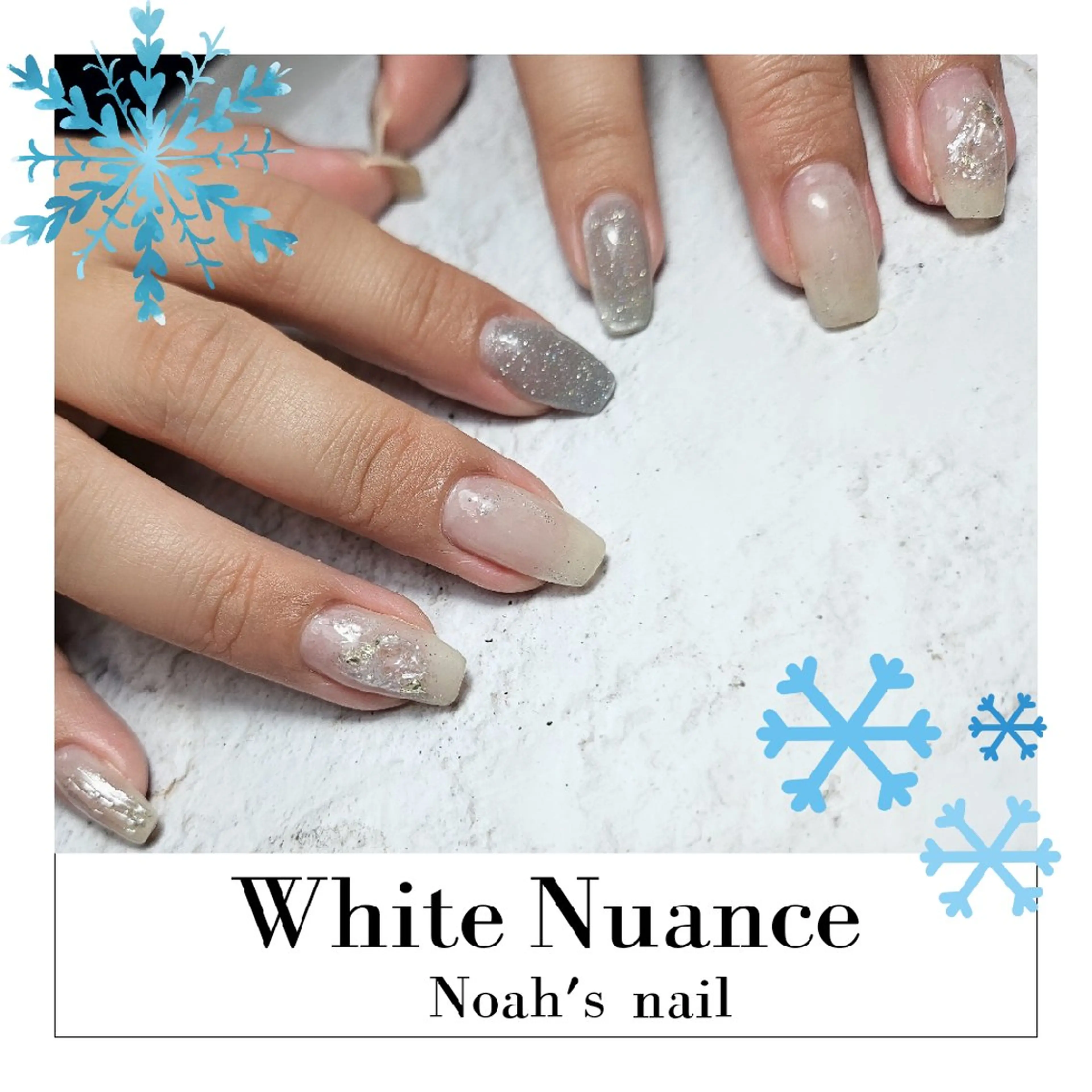 ネイル フラッシュネイル フラッシュマグ ニュアンスネイル ホワイト ハンドネイル Noah'snail   のネイルデザイン