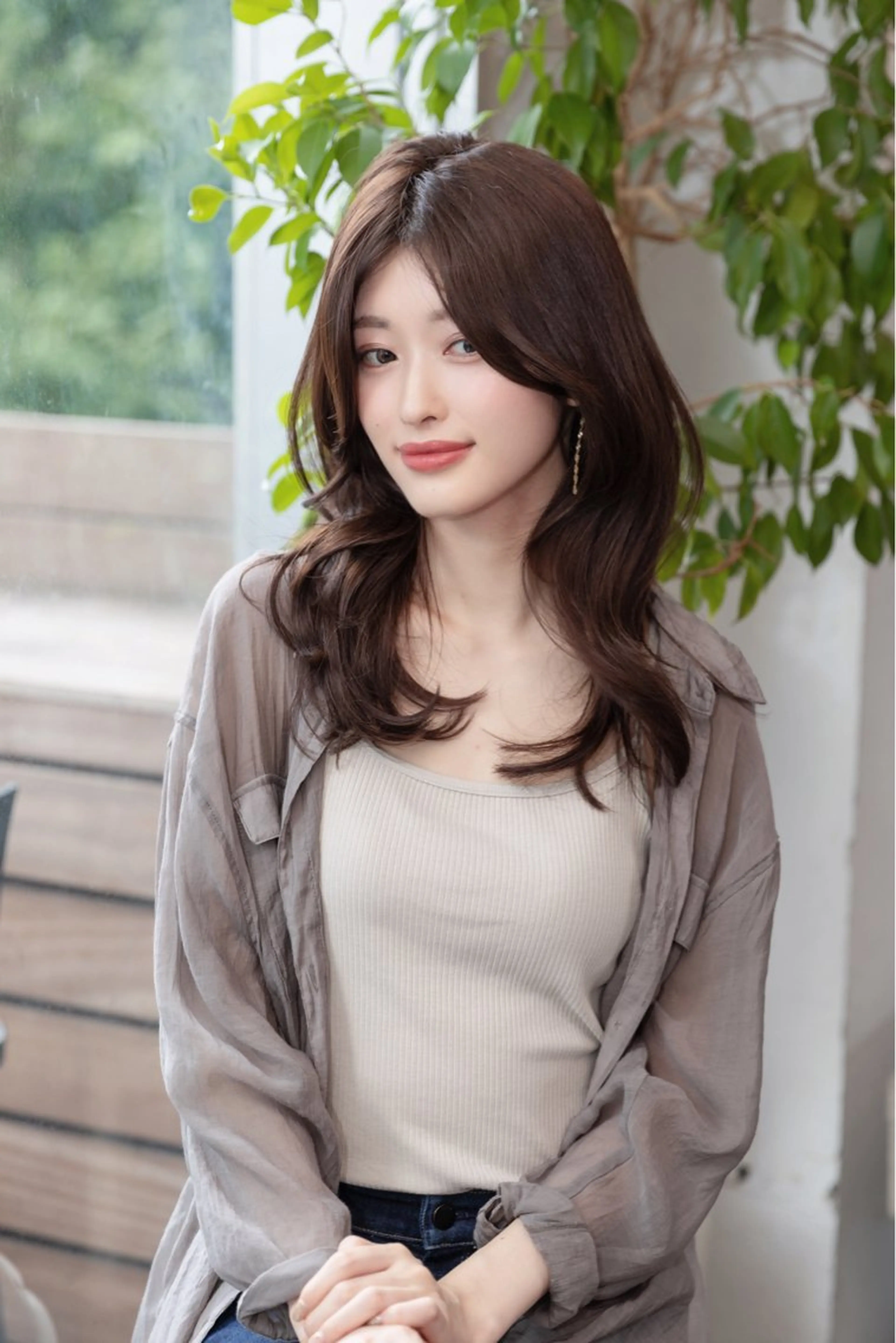 🔴🔵🟢 韓国風レイヤー【時短スタイリング】似合わせカット+極つやカラー+うるふわデジタルパーマの写真