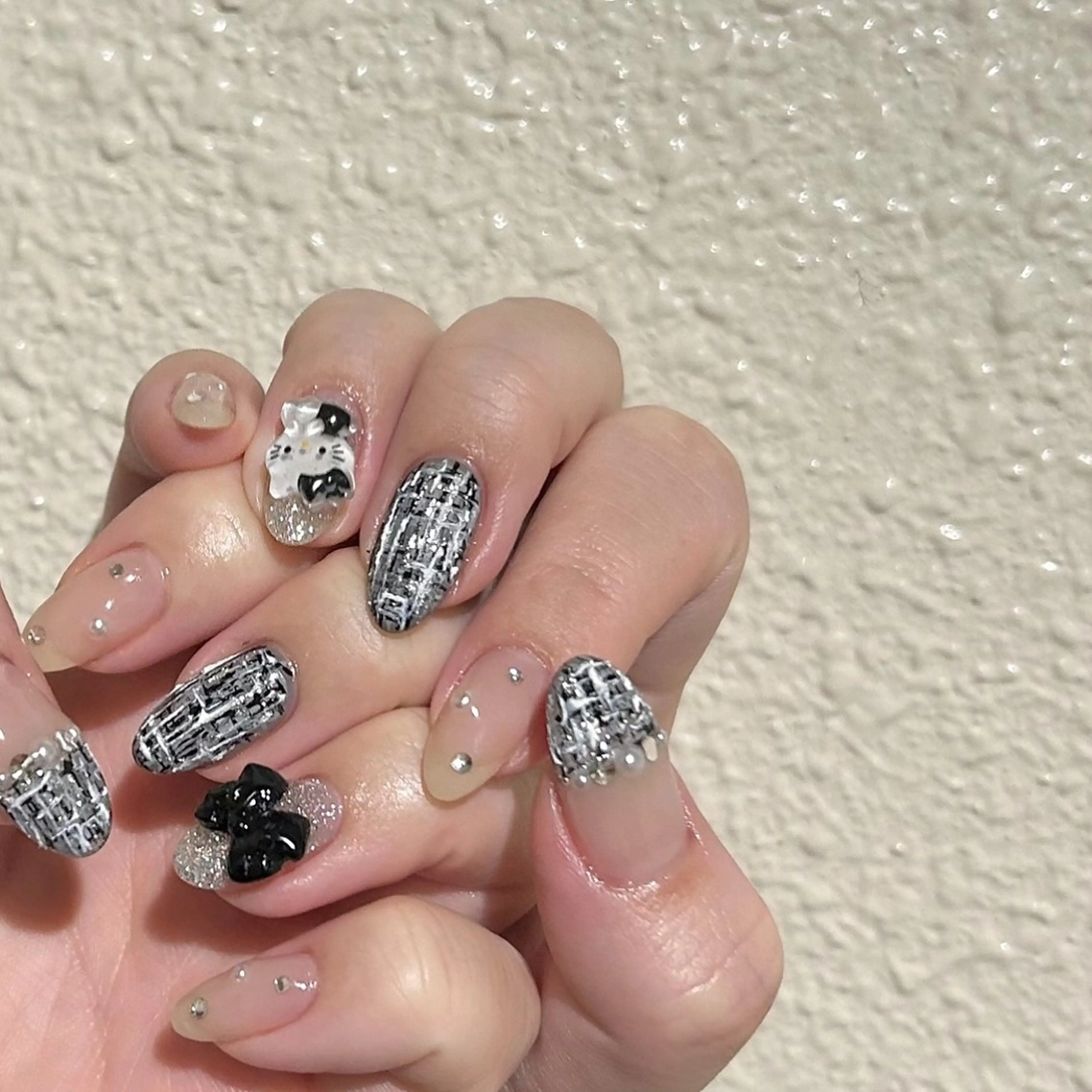 ネイル ツイードネイル パラあり！フィルイン 推しネイル大歓迎！のネイルデザイン