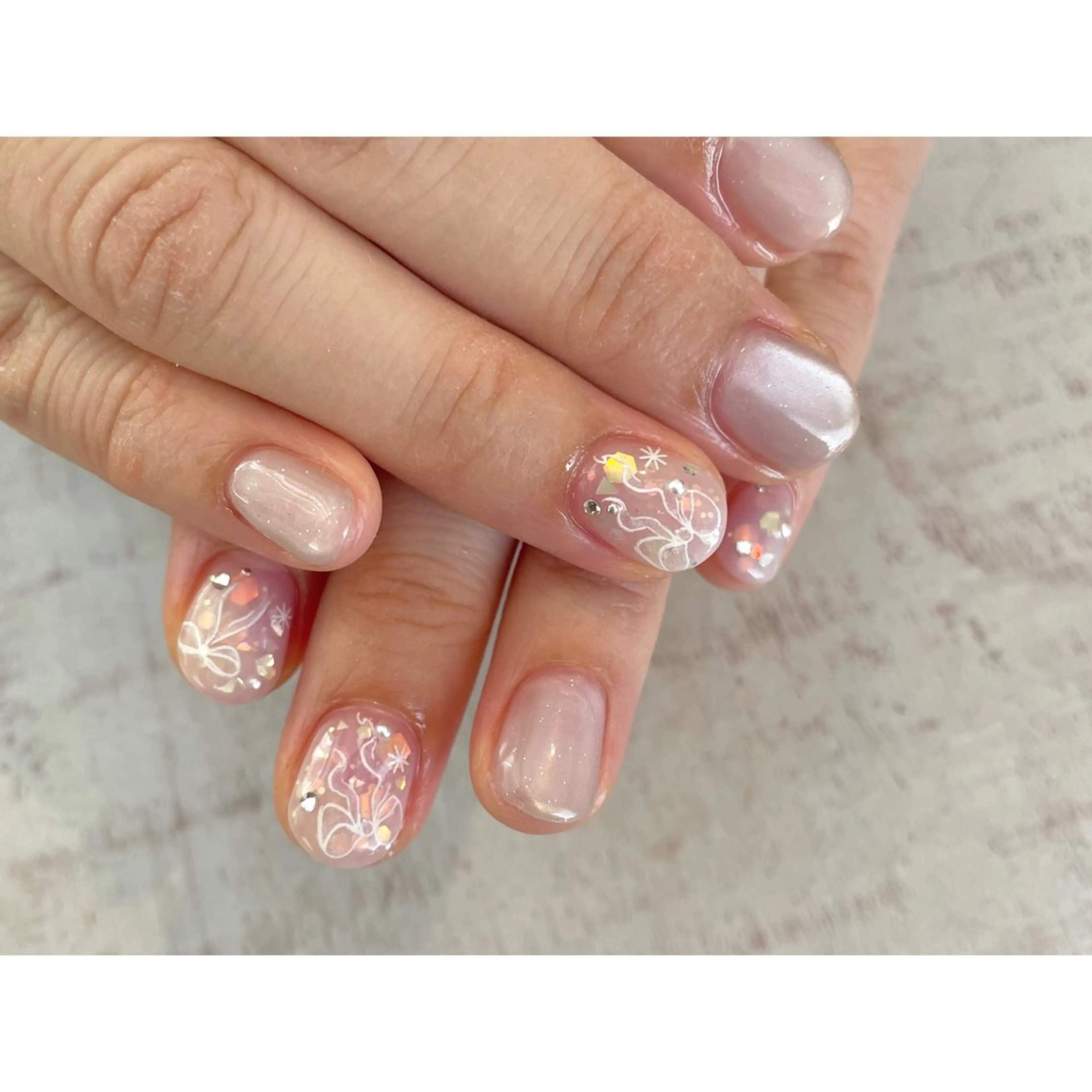 ネイル ハンドネイル 𖡼 yumenoのネイルデザイン