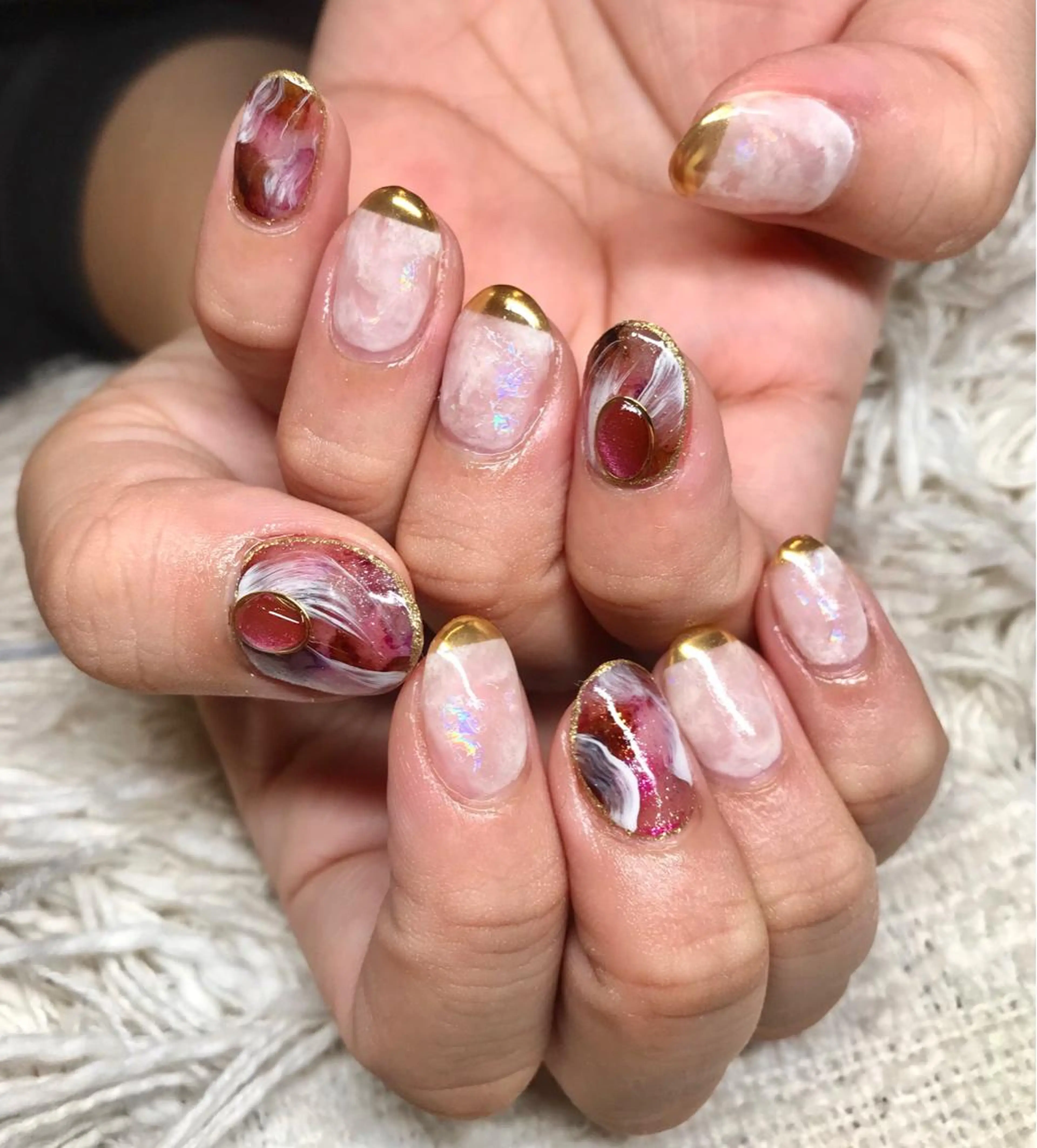 ショート カラー パーマ ヘアアレンジ ネイル マツエク・マツパ ミラーネイル nail&eye Aoのマツエク・マツパデザイン