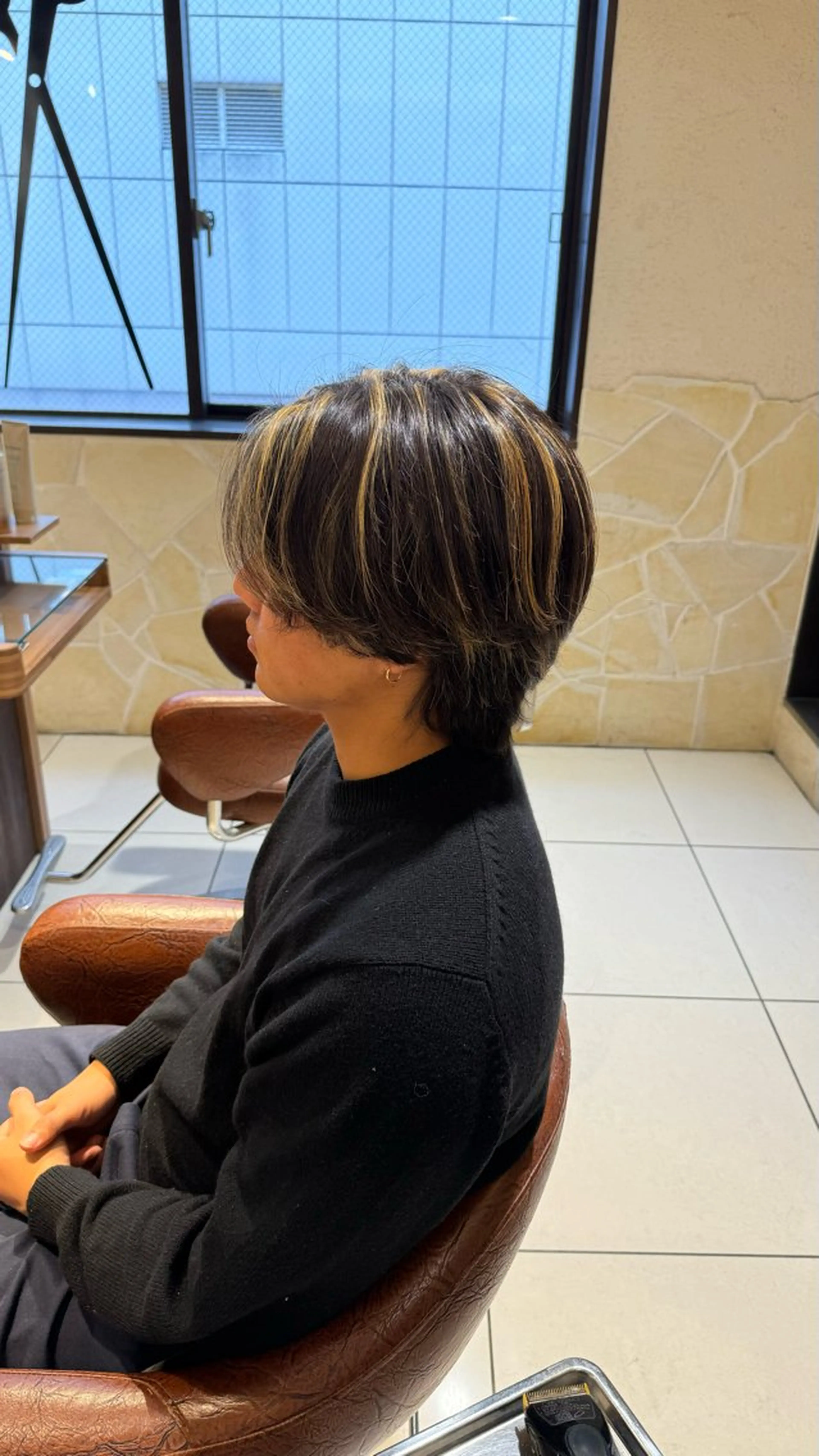 ミディアム カラー パーマ メンズ シャドウパーマ 石見のヘアスタイル