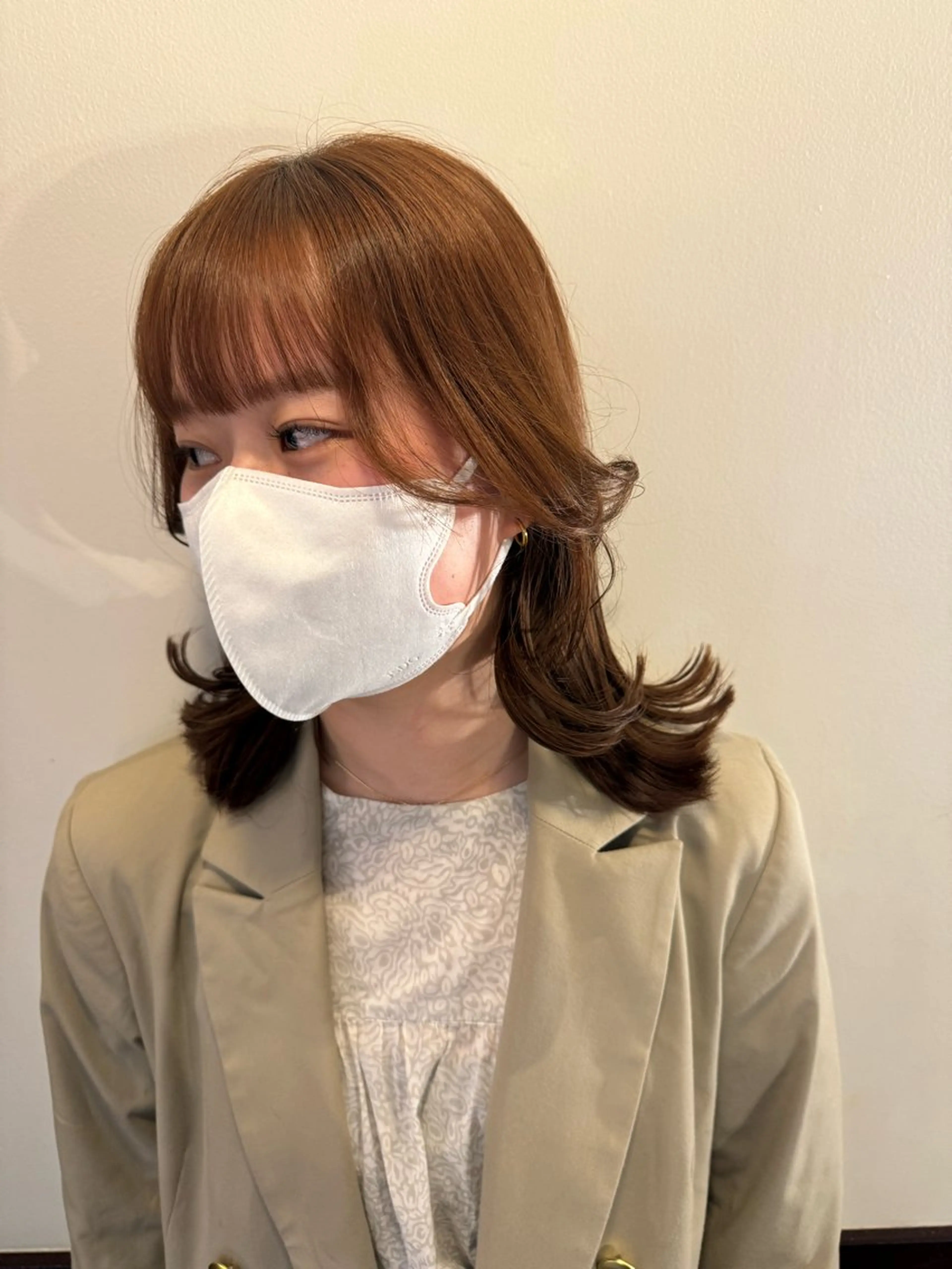 ミディアム 顔まわりレイヤー 顔周りカット 韓国風ヘア レイヤーカット HAREKE Loopidea所属・鈴木結花/立川美容師 /お悩み解決型美容師のヘアスタイル