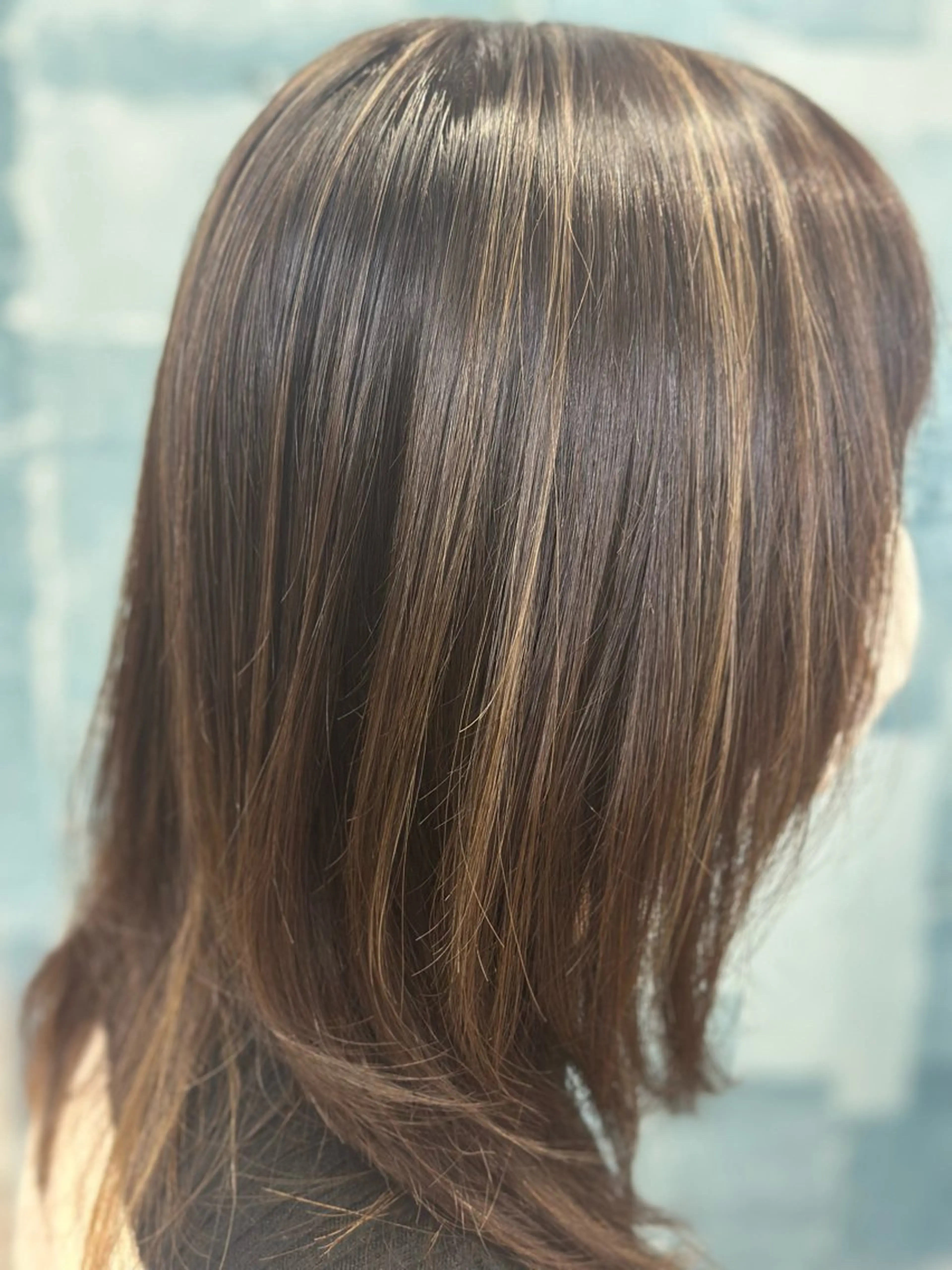 セミロング セミロングパーマ ボブ ハイライト レイヤーカット トリートメント ヘアカラー トリートメント Noy所属・Noyヨシモト ヒロトのヘアスタイル