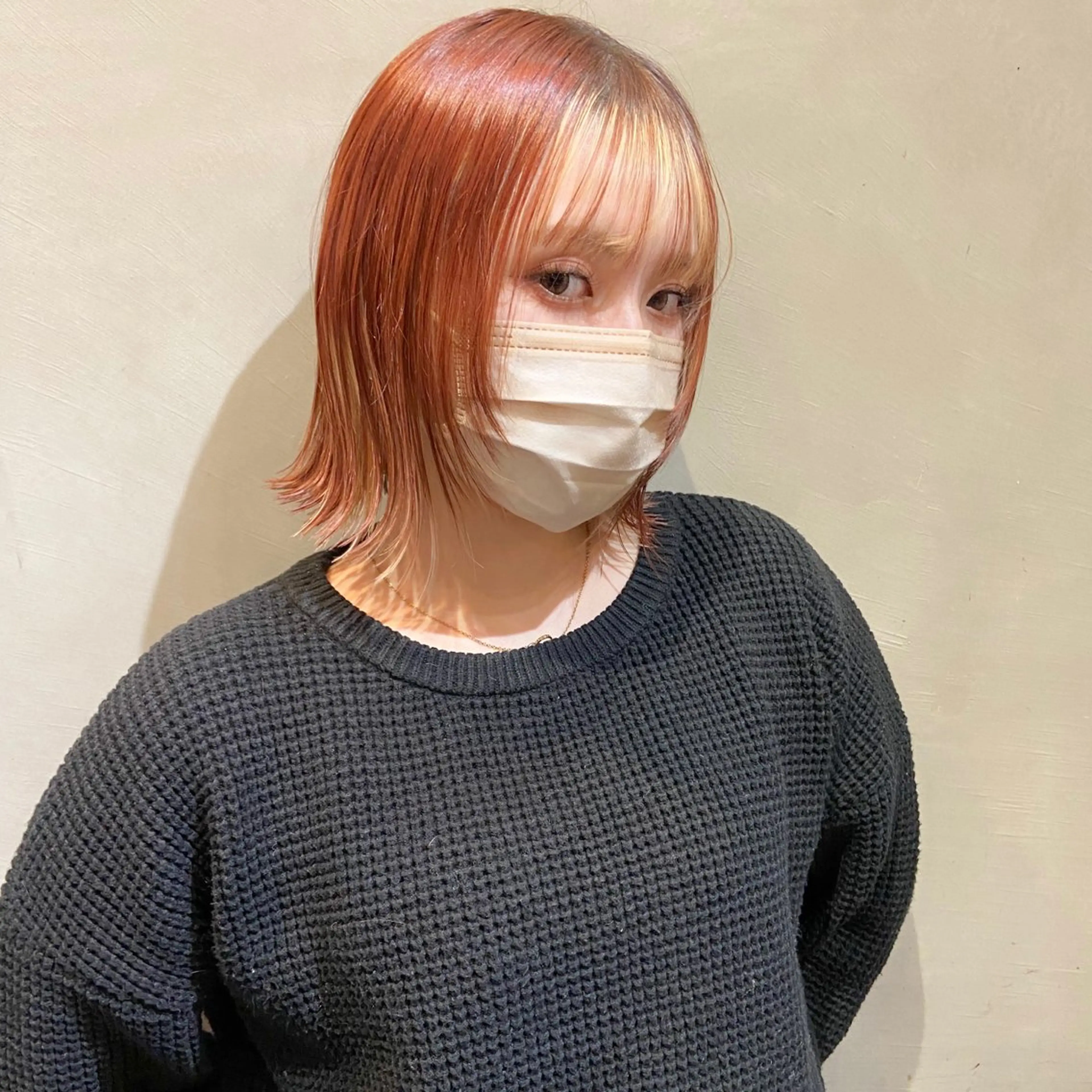 ミディアム カラー ミストバング ボルドーカラー  フェイスフレーミング ボブ 顔まわりレイヤー 🌼memoto 東三国店🌼のマツエク・マツパデザイン