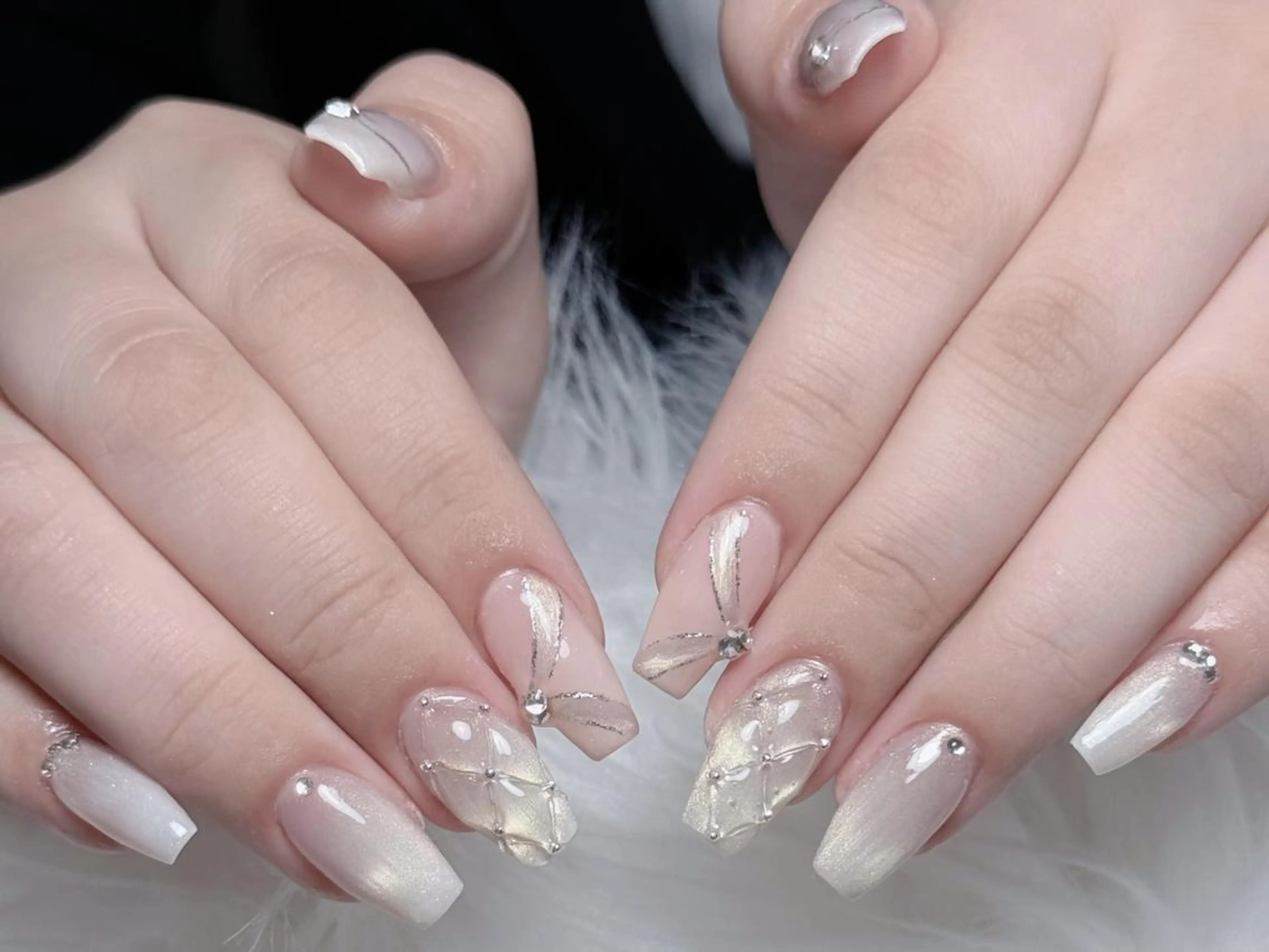 ネイル 長さ出し グラデーション 卒業式 キラキラネイル マグネットネイル YUNA Belle Nail 池袋のネイルデザイン
