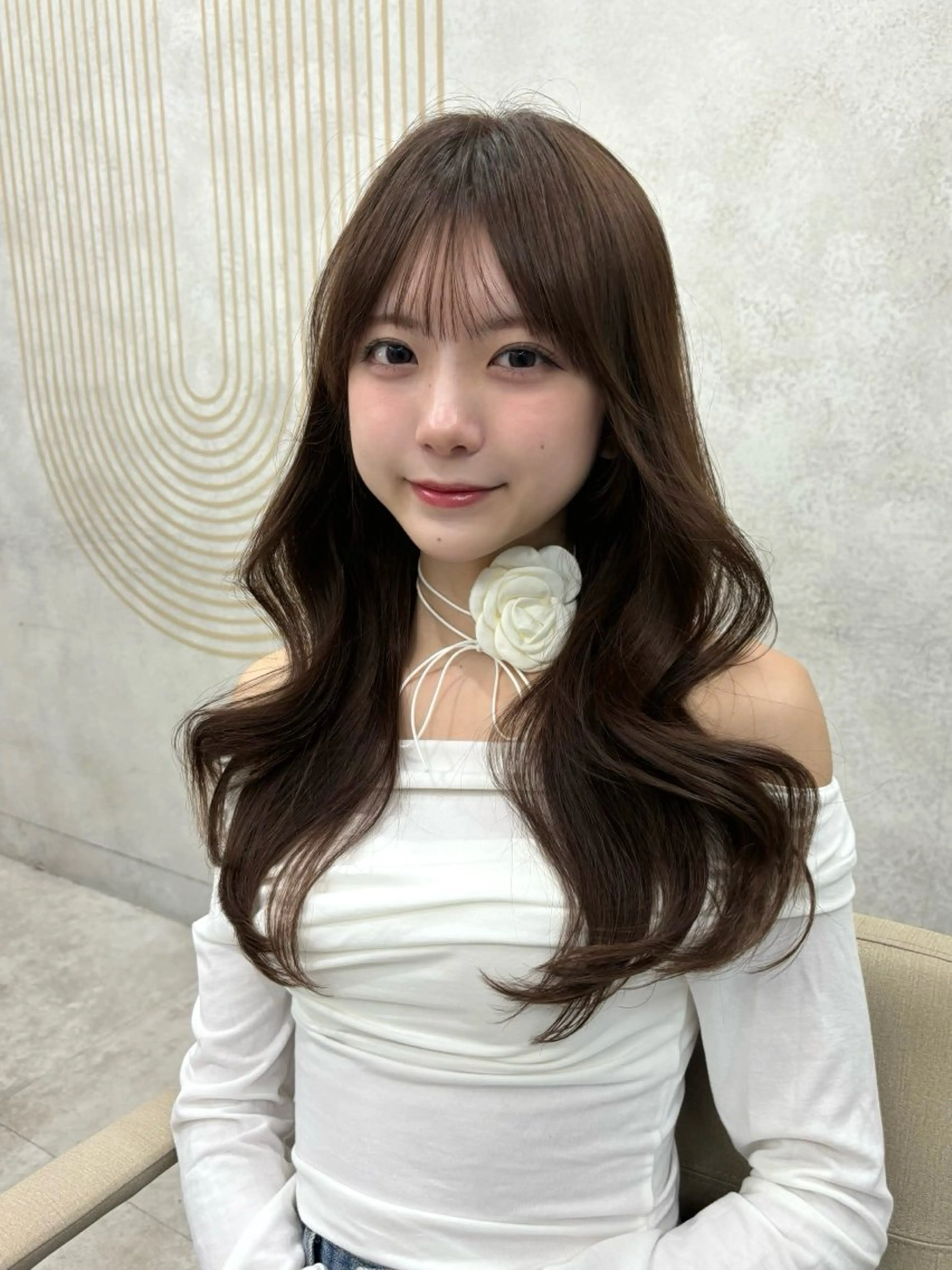 ロング くびれヘア レイヤーカット カット 韓国ヘア レイヤーカットのヘアスタイル