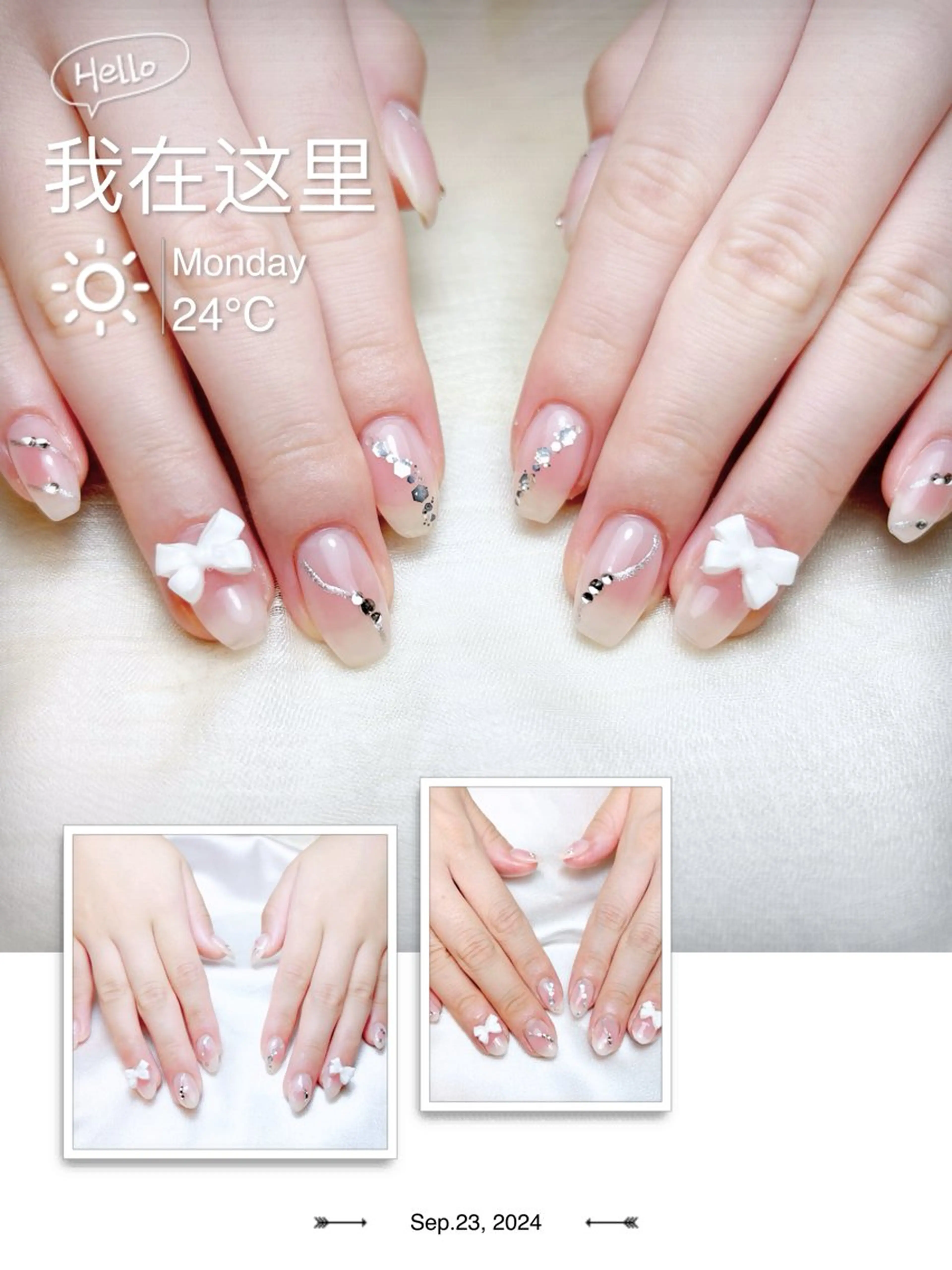 ネイル ピンク ハンドネイル H3 Nail Tsuki🦋💙のネイルデザイン