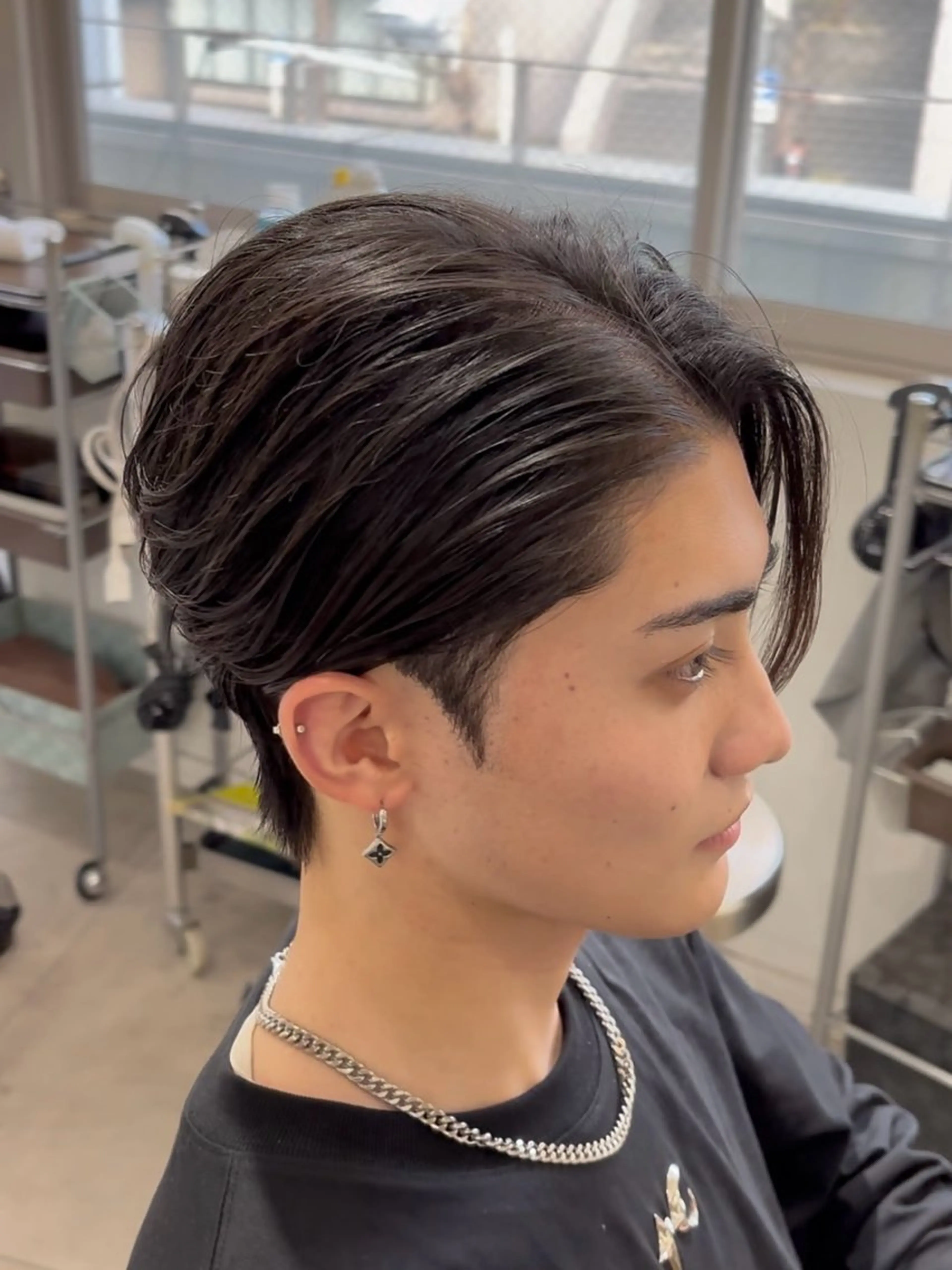 パーマ メンズ センターパート ダウンパーマ メンズ韓国風 メンズパーマ カット パーマ 笹井 逸希/メンズ韓国ヘアのヘアスタイル