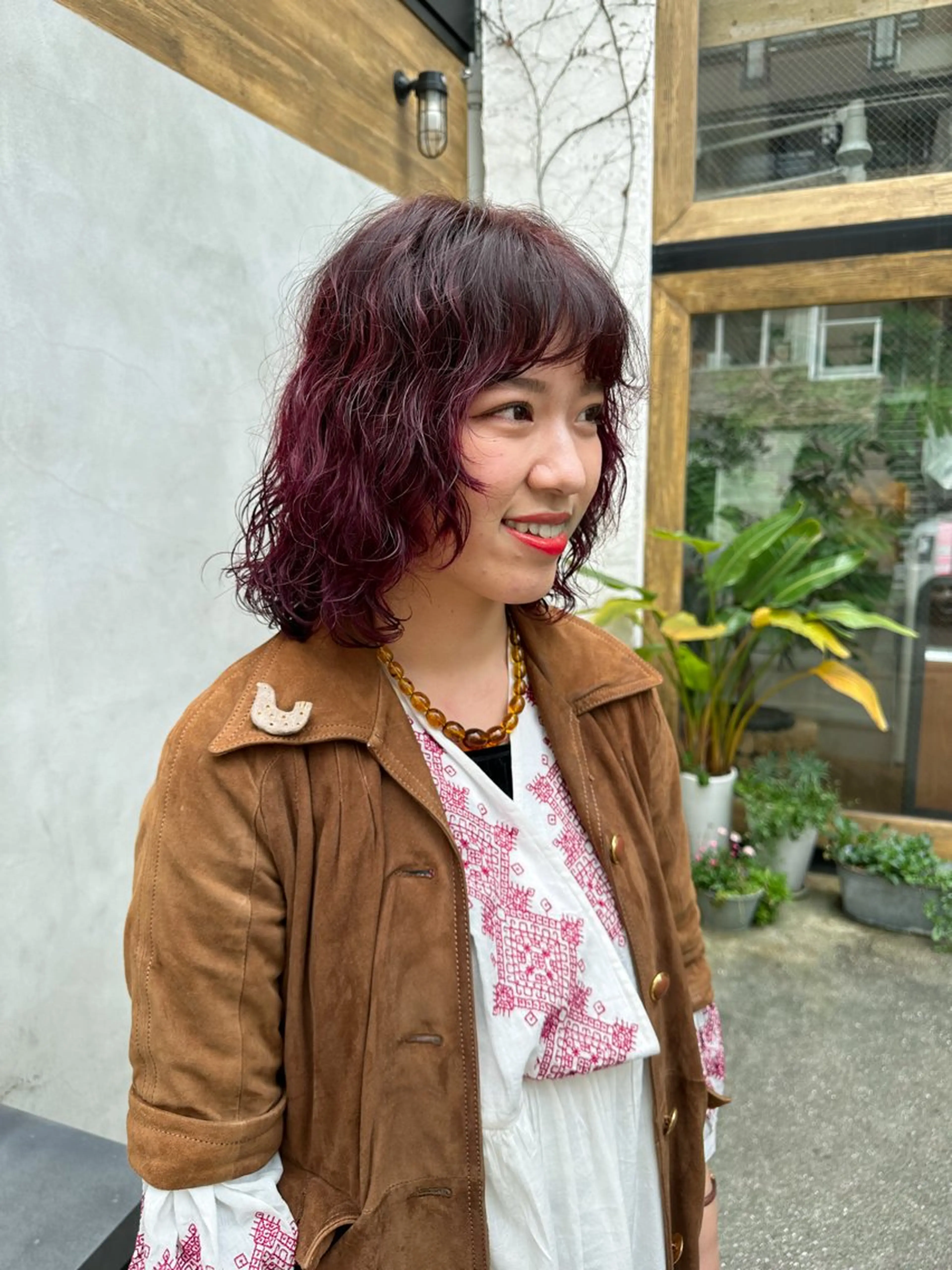 ミディアム パーマ ミディアムレイヤー ミディアムパーマ レイヤーカット 松尾/パーマ/堀江 心斎橋/なんばのヘアスタイル