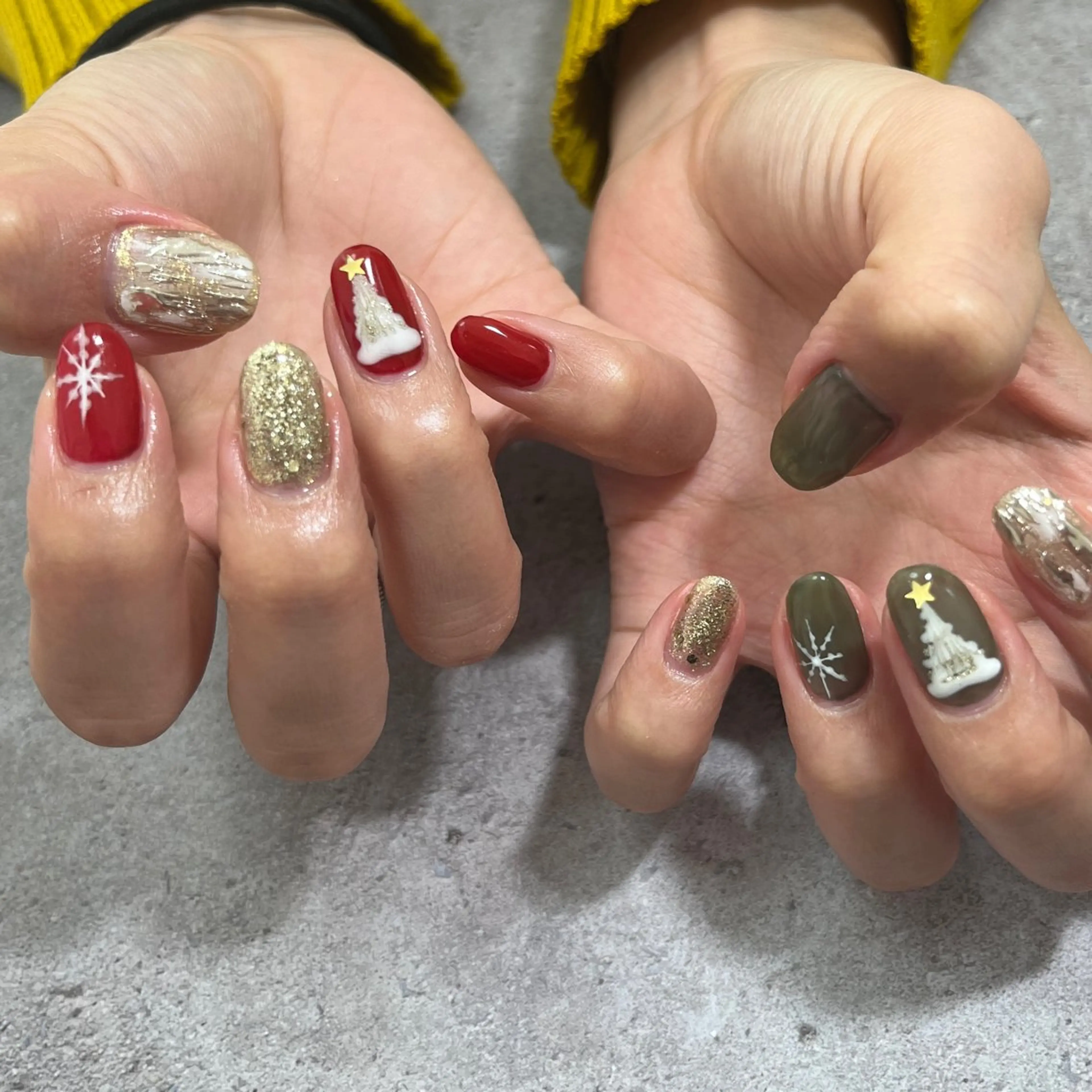 ネイル 冬ネイル クリスマス 城東区ネイルサロン carpediemのネイルデザイン