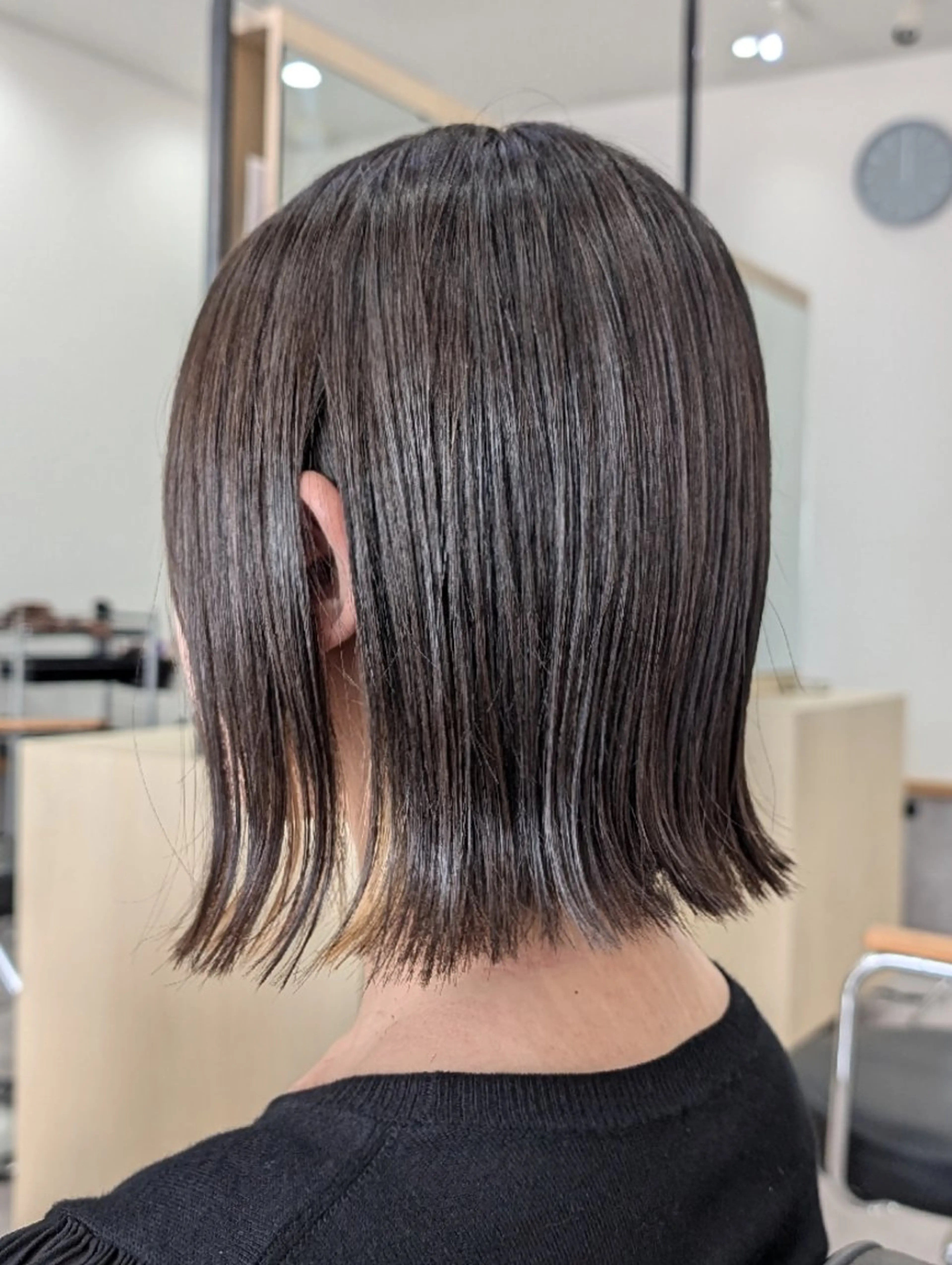 ミディアム 切りっぱなしボブ ボブ ヘアカラー トリートメント SOYON豊田市駅店所属・髪質改善/ 上村旺武のヘアスタイル