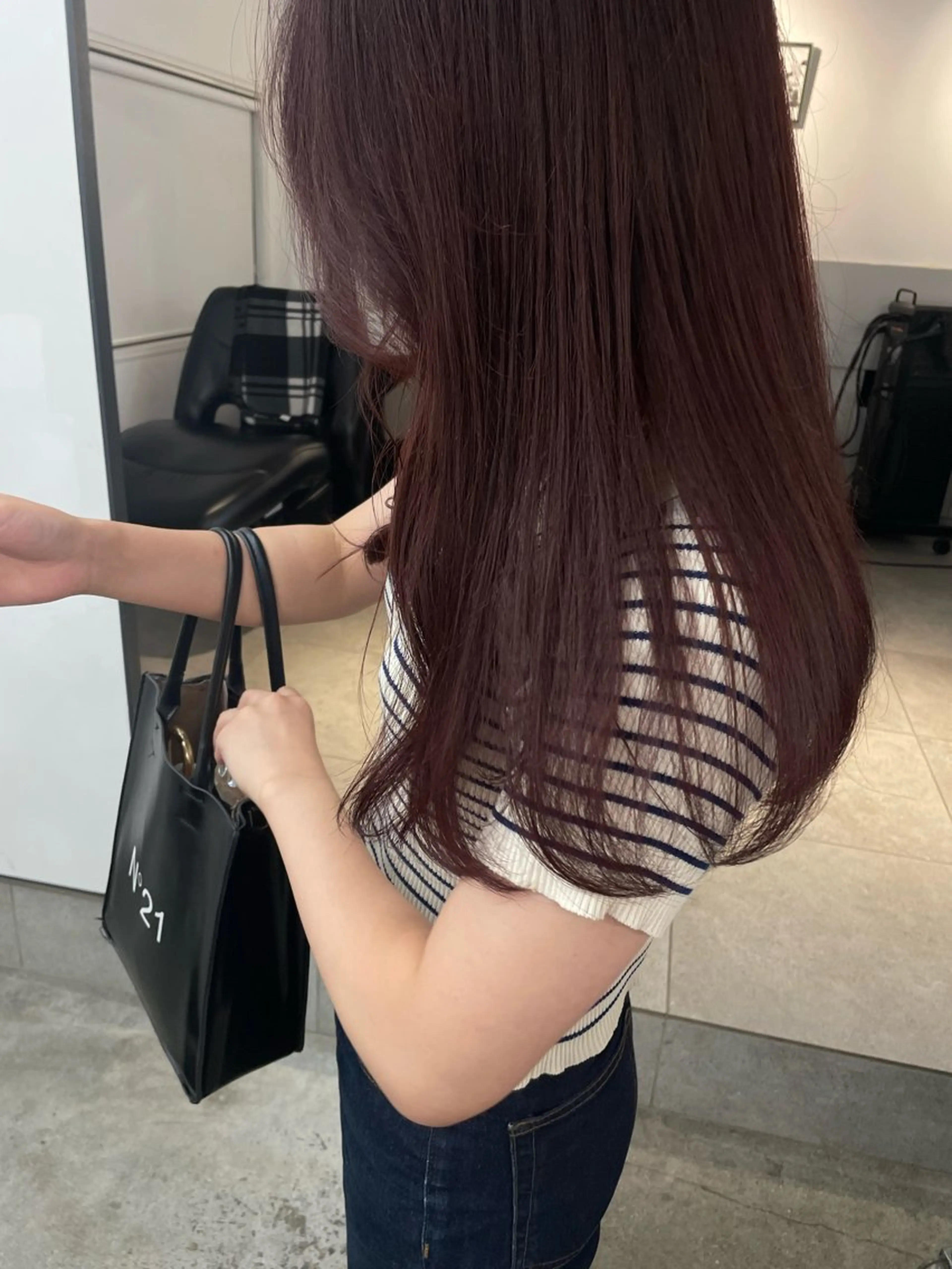 ロング カラー パーマ、ボブ、透明感 カラー、小須田ゆあのヘアスタイル