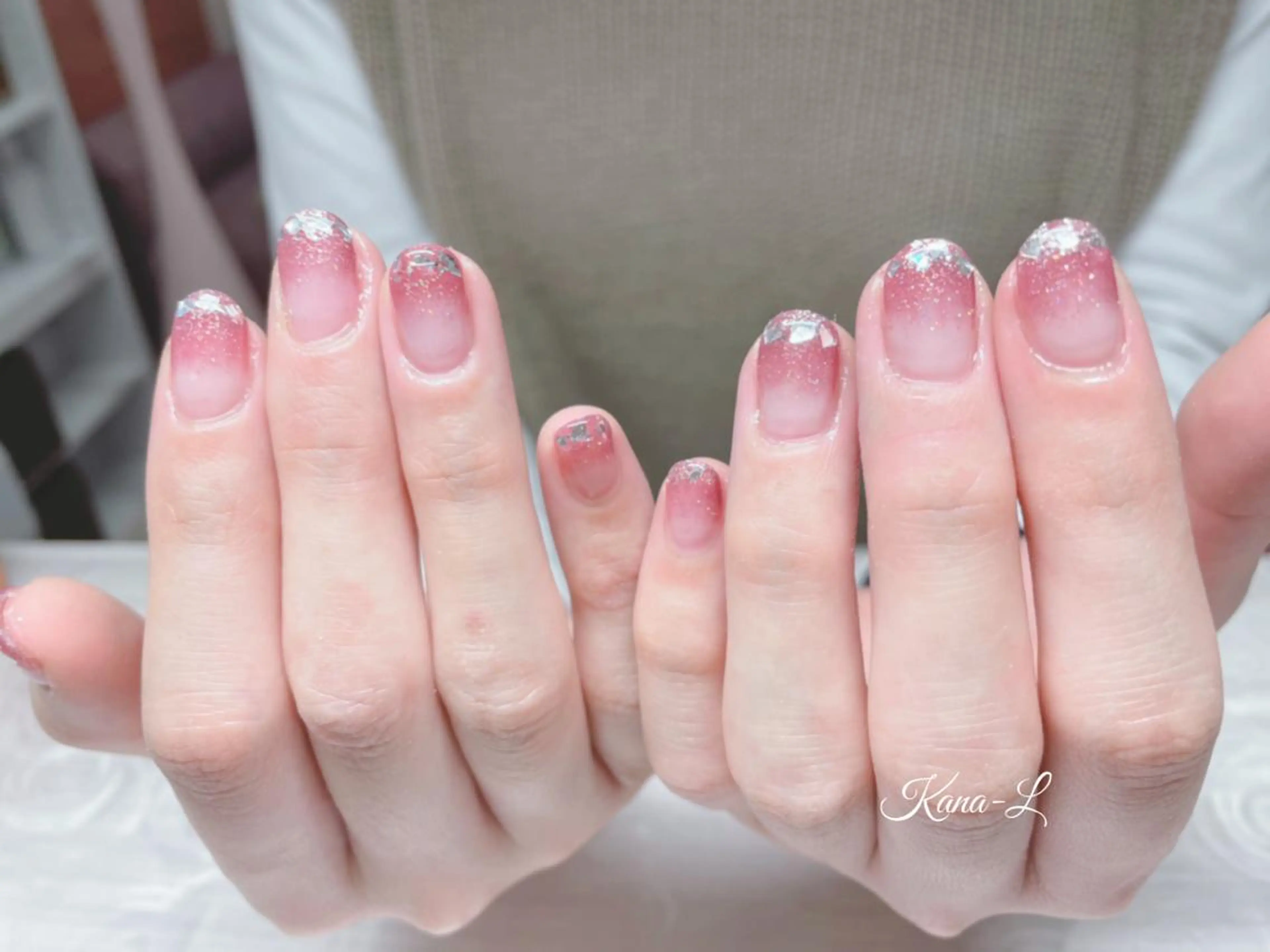 カラー ネイル グラデーションカラー フレンチネイル ガラスフレンチ グラデーション 持ち込み 芦辺 香奈のネイルデザイン