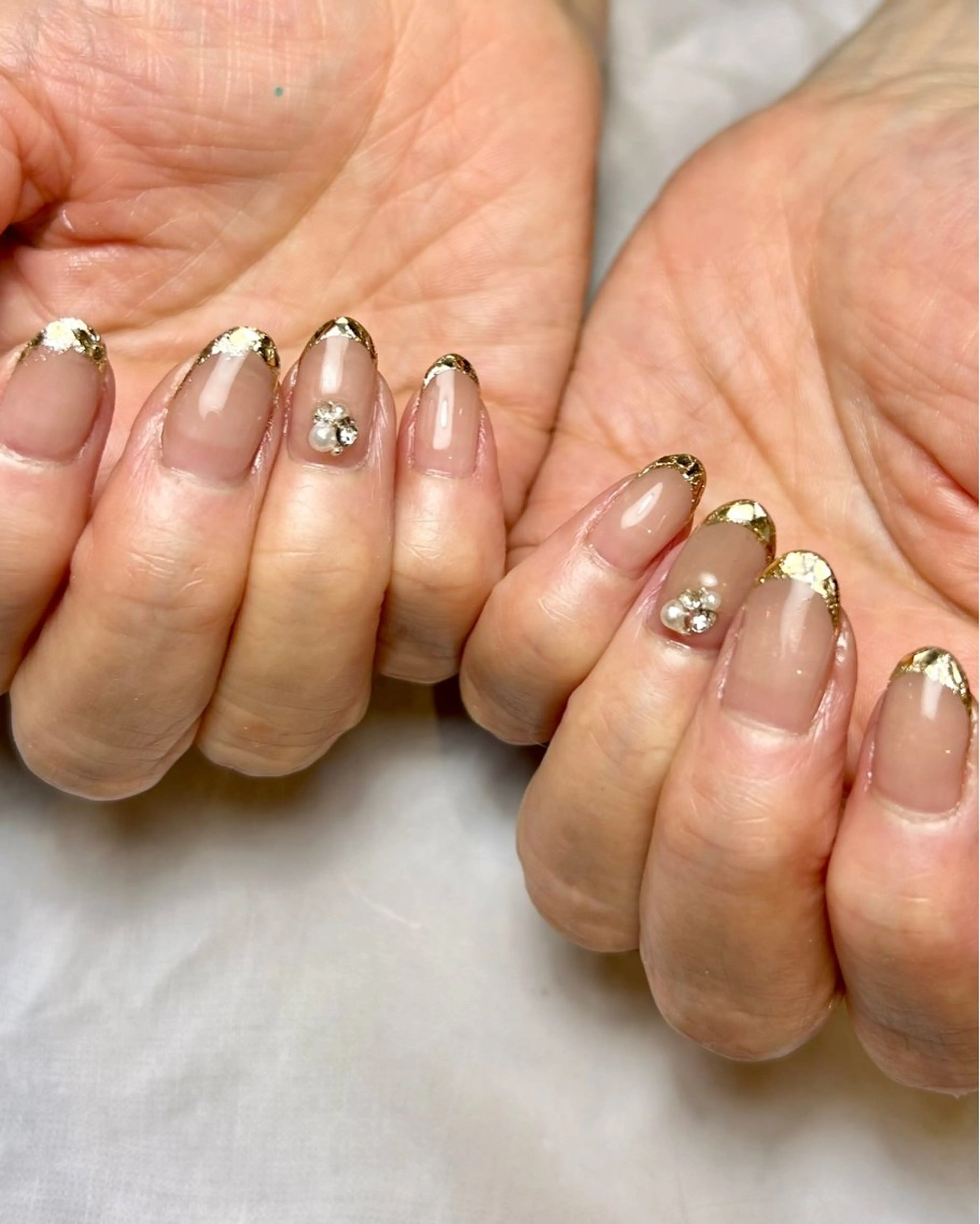 ネイル フレンチネイル ガラスフレンチ 持ち込み ハンドネイル Reflection marikoのネイルデザイン