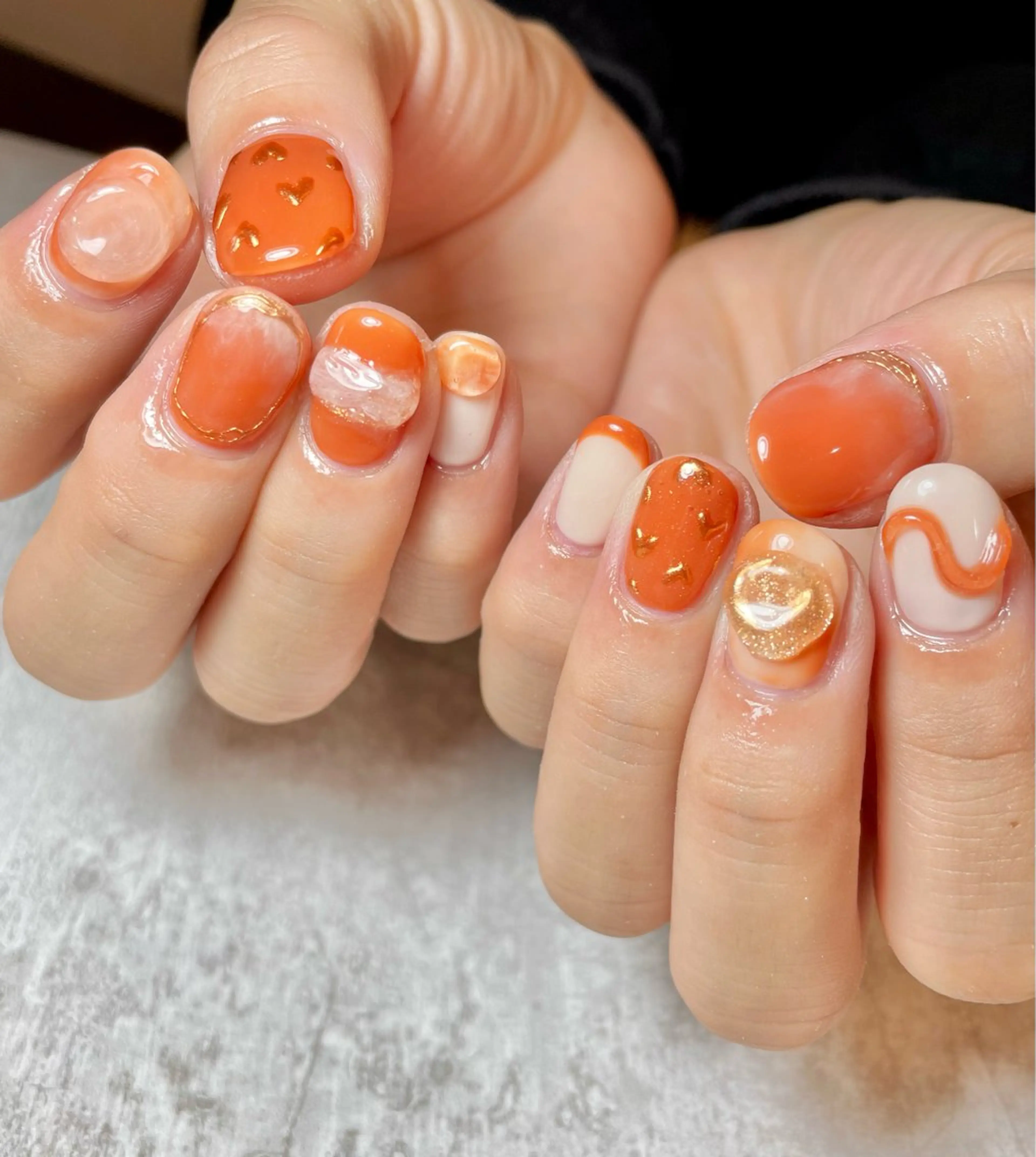 ネイル アートネイル クリアネイル ハート ミラーネイル 持ち込み BEAUTY GARDEN 【nail salon unseul】所属・nana .のネイルデザイン