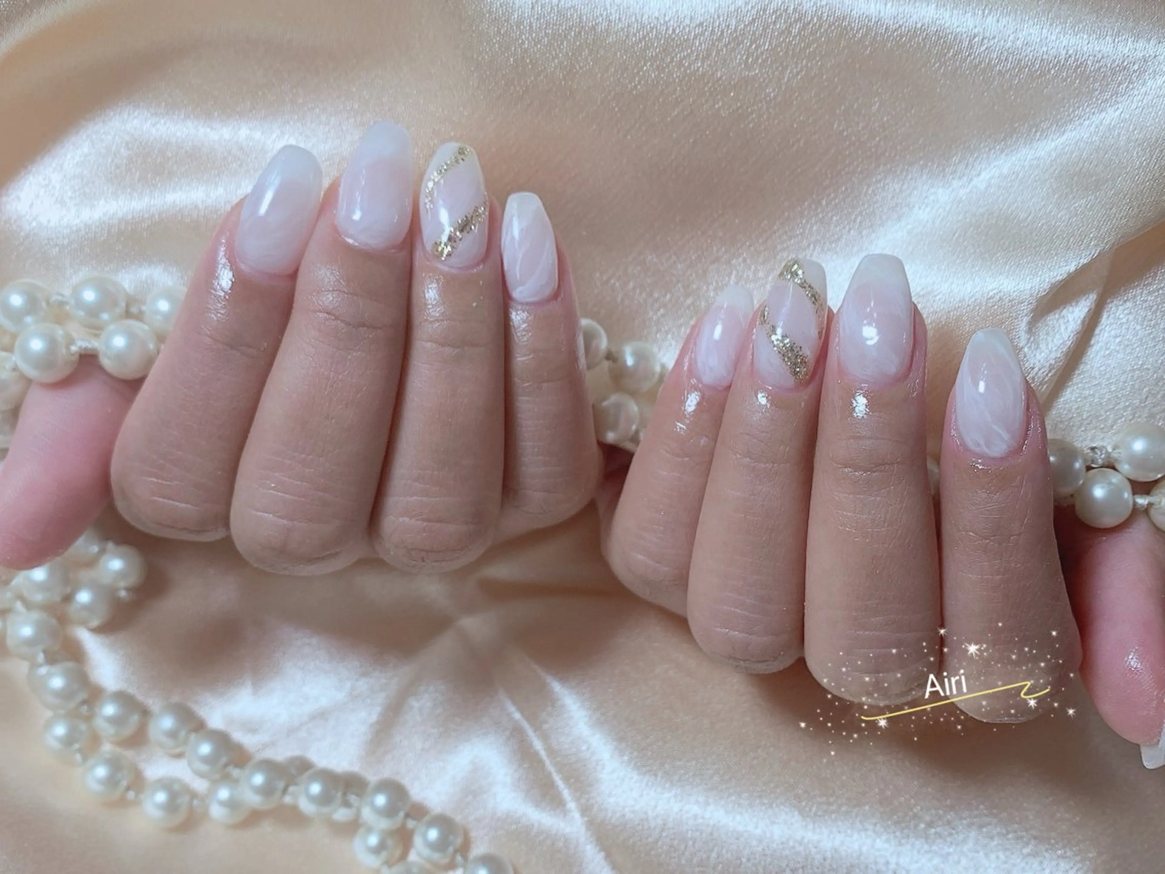 ネイル ハンドネイル ネイルサロンAiri 長さ出し·シンプルのネイルデザイン