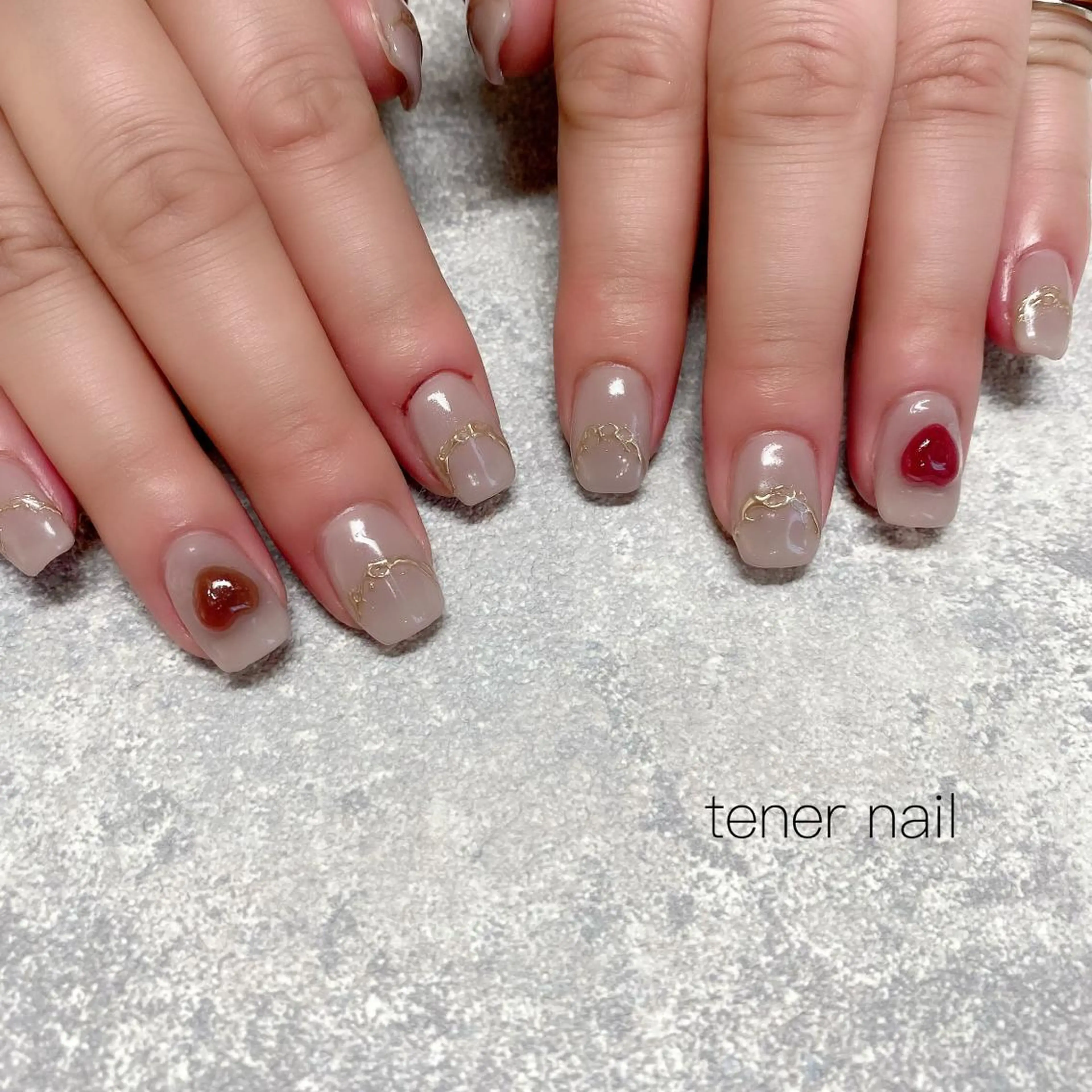 ネイル ハート ミラーネイル ワンカラーネイル tener  nail  テネルネイル所属・テネルネイル tener nailのネイルデザイン