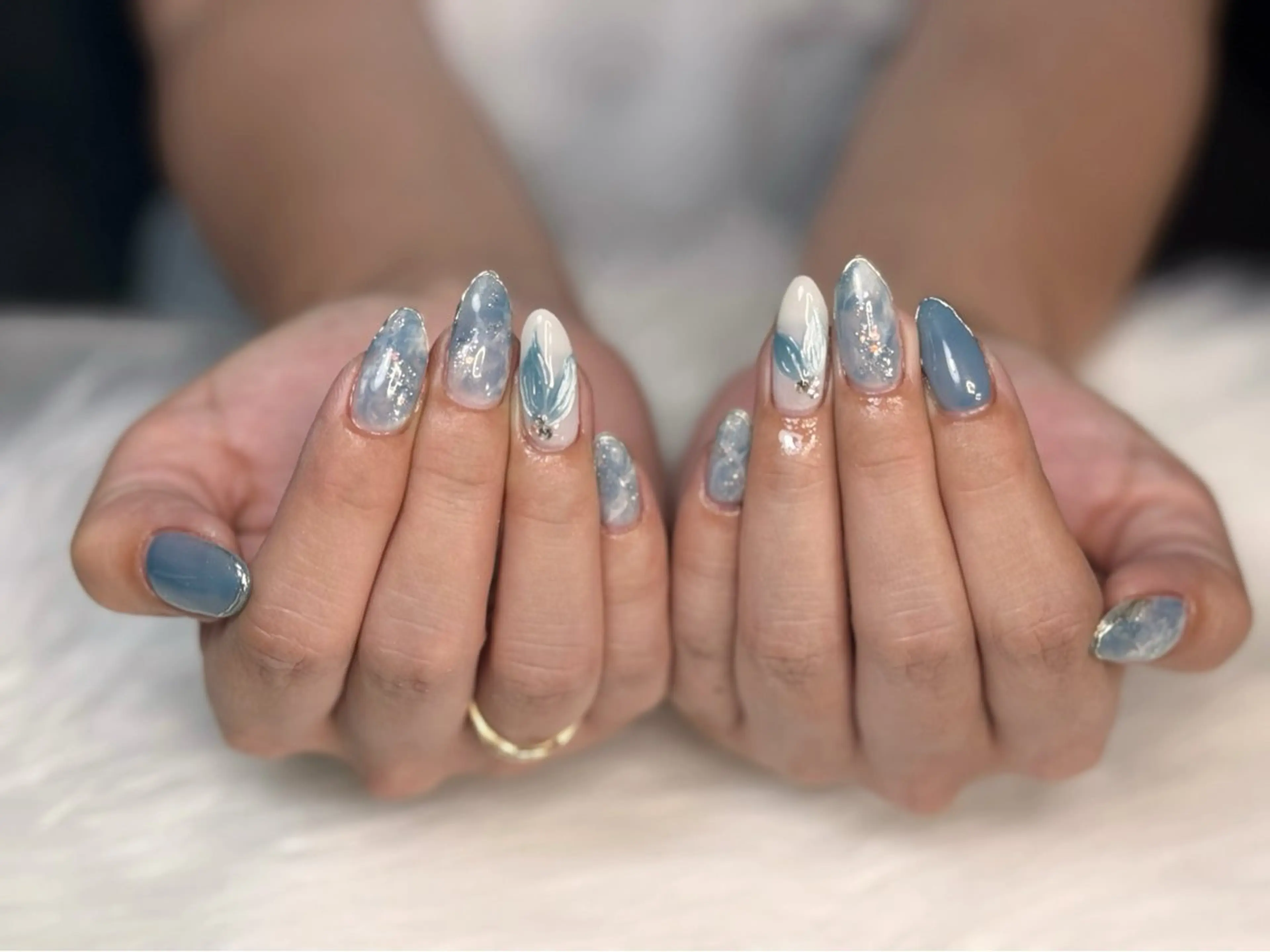 ネイル アートネイル オーロラネイル フレンチネイル ジェルネイル ロングネイル nail sideraのネイルデザイン