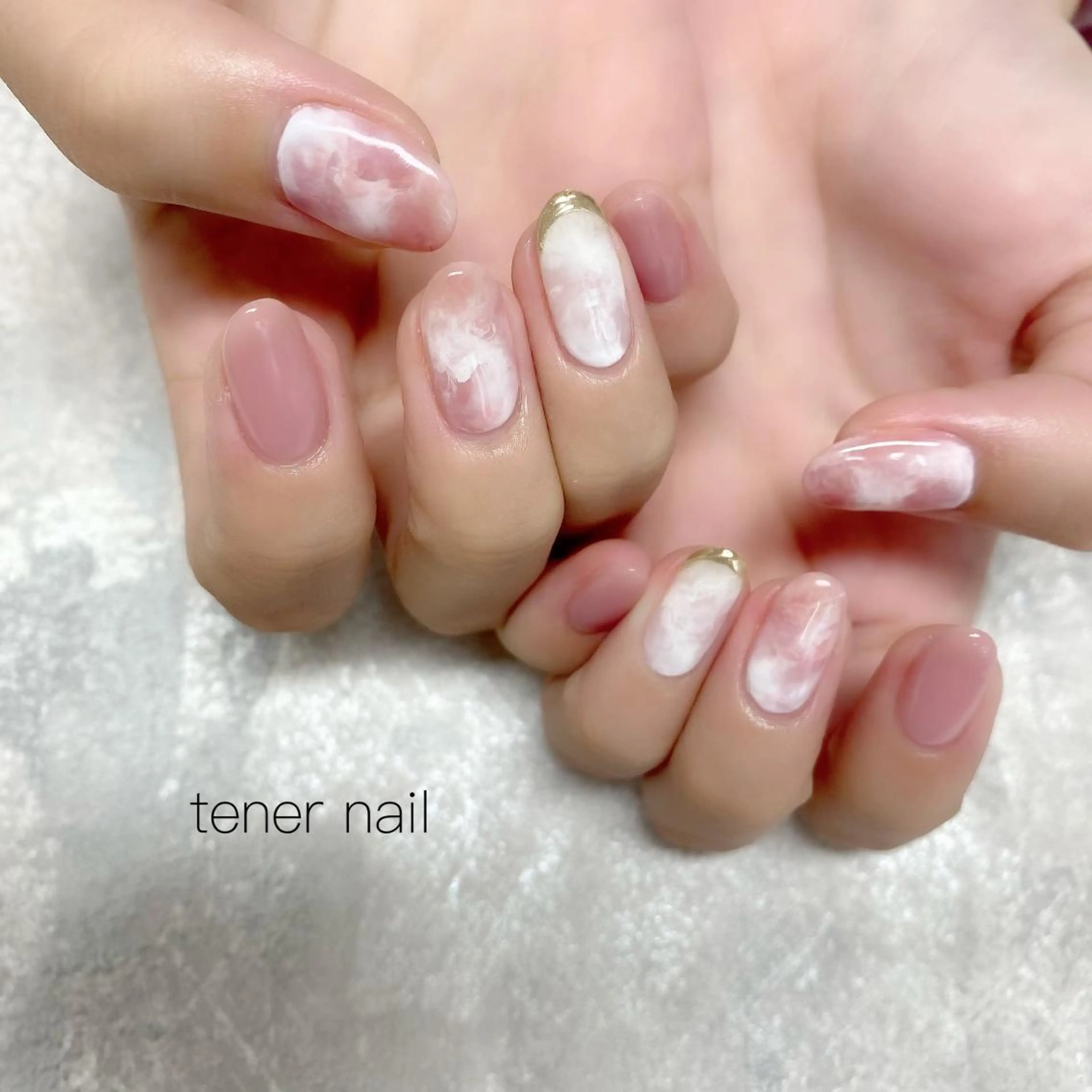 ネイル 大理石ネイル(マーブル) ピンク tener  nail  テネルネイル所属・テネルネイル tener nailのネイルデザイン