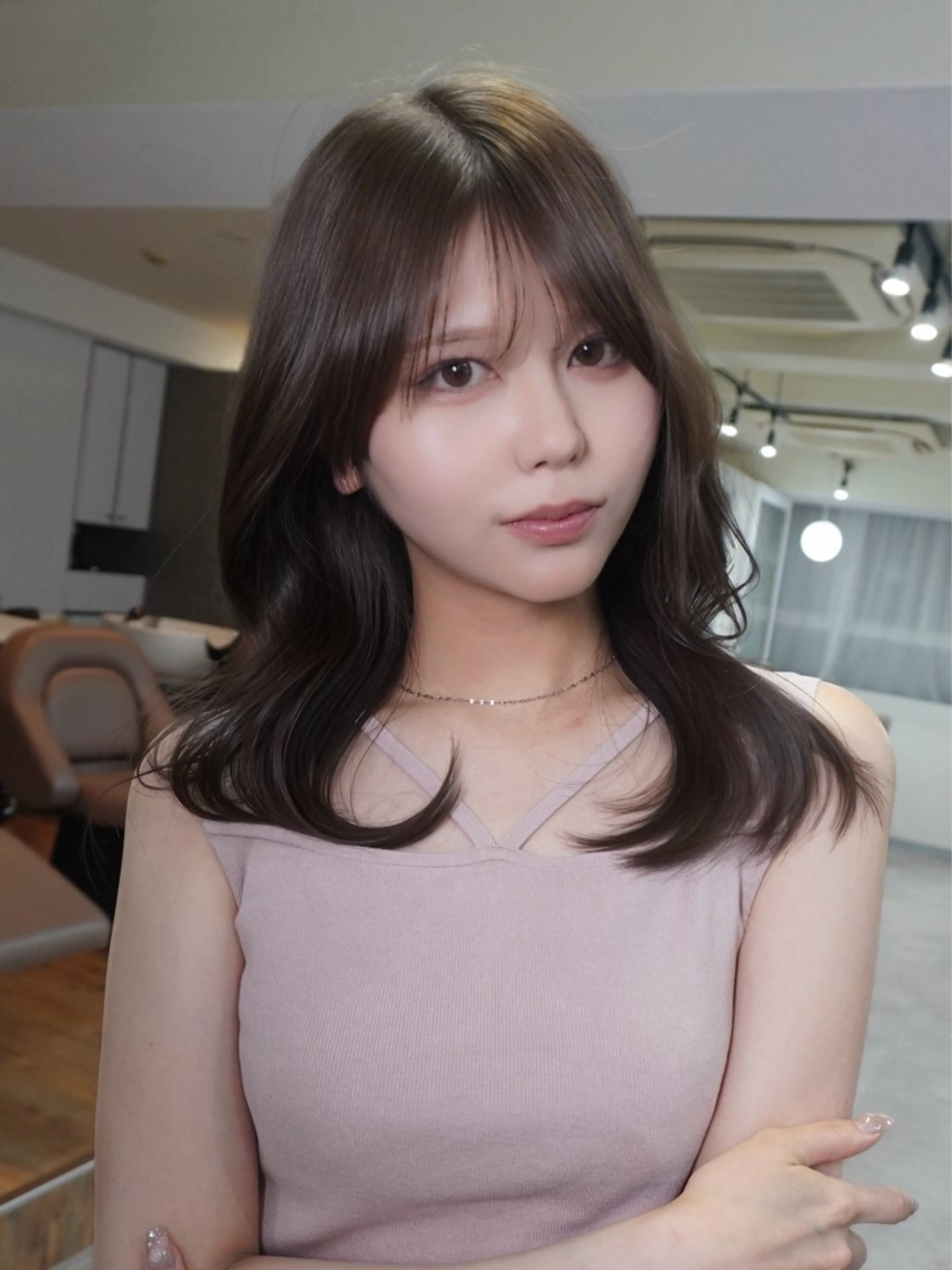 ロング カラー コテ巻き/パーマ/艶 透明感/荻原凜太郎のヘアスタイル