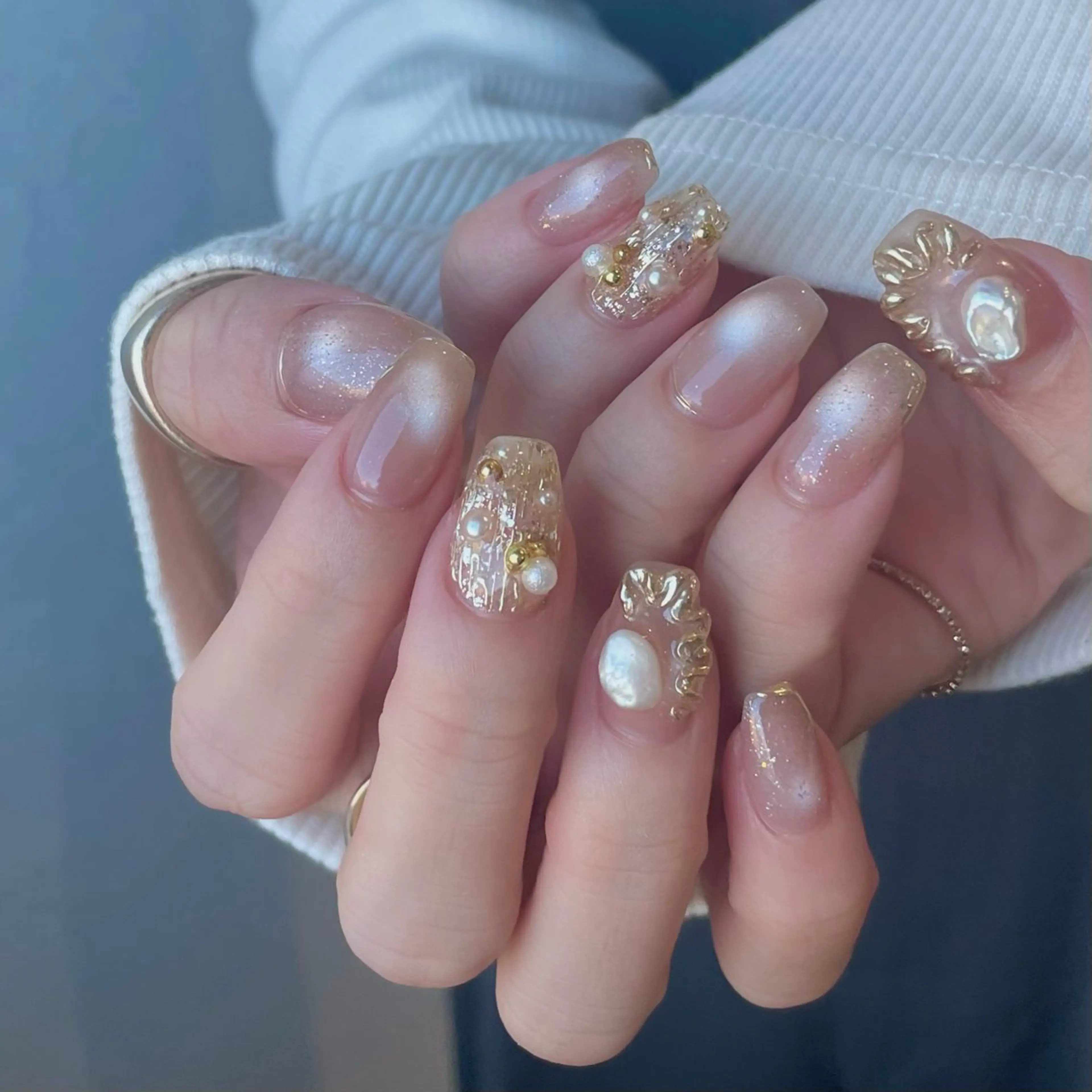 ネイル アートネイル ジェルネイル キラキラネイル マグネットネイル 持ち込み ハンドネイル norme_ akiのネイルデザイン