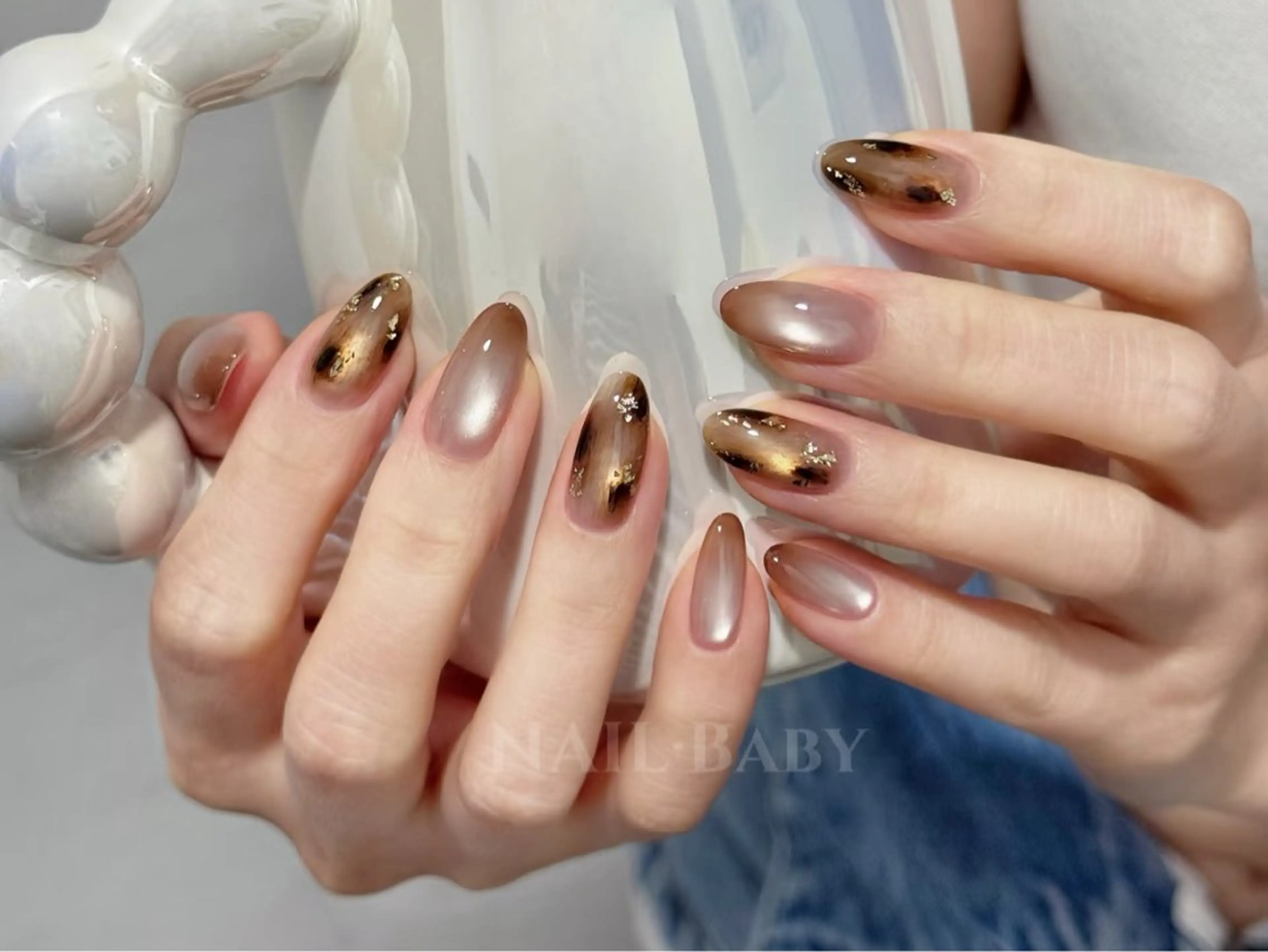 ネイル 桜ネイル ラメ(グリッター) マグネットネイル 持ち込み オフィスネイル Merci Nail Salon所属・Merci ネイルサロンのネイルデザイン