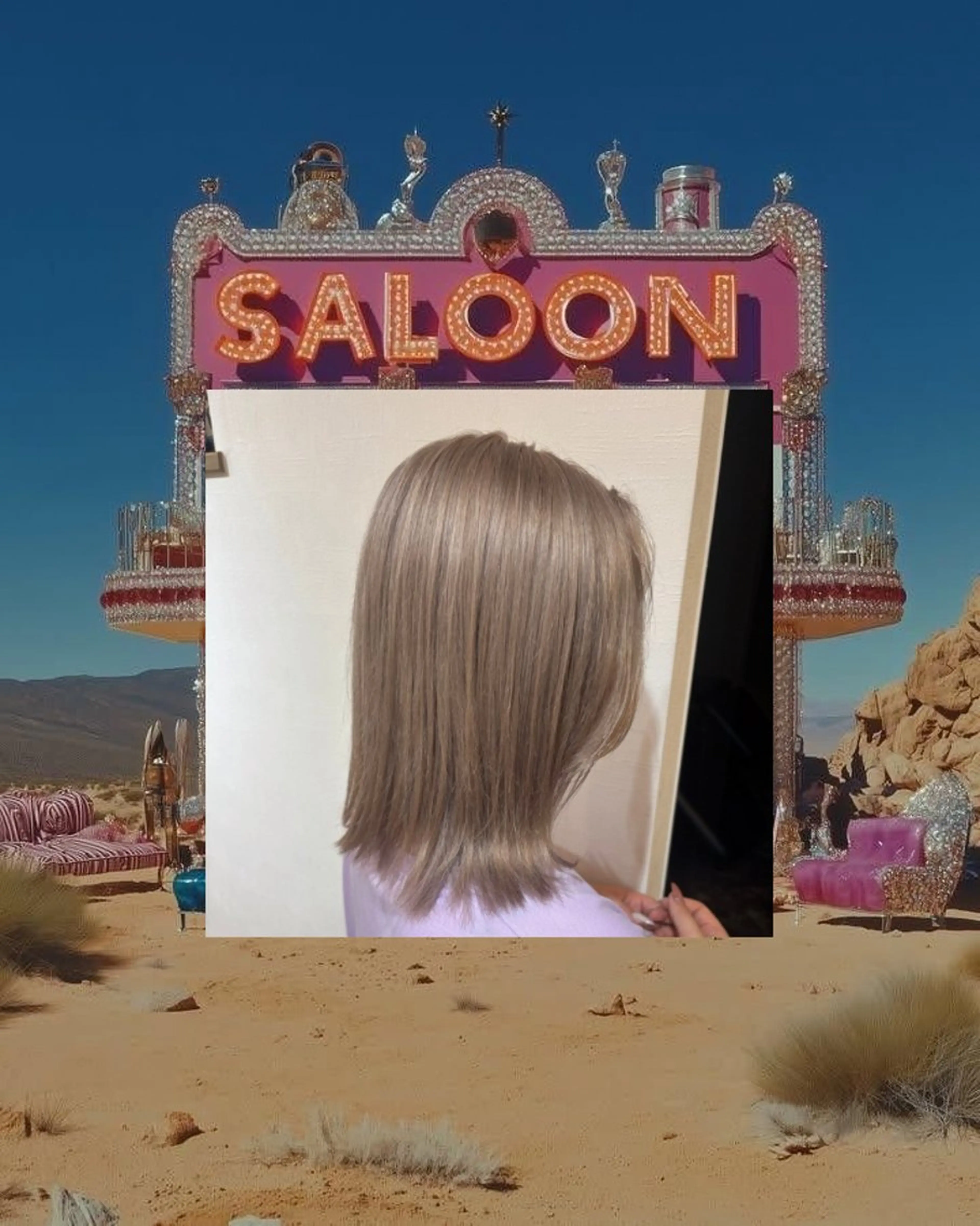 セミロング カラー あやか/ハイトーンカ ラー/デザインカラーのヘアスタイル