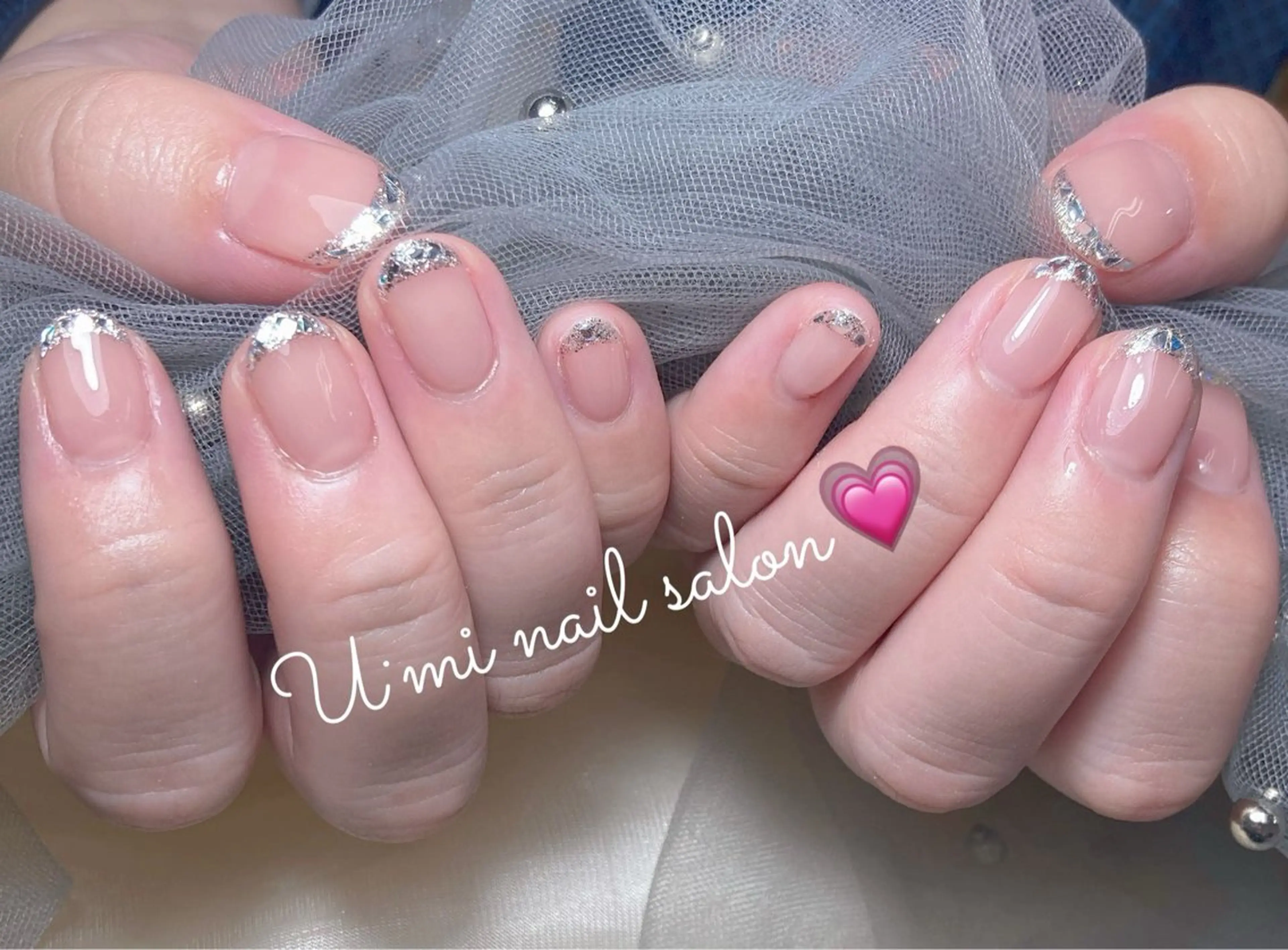 ネイル フレンチネイル ガラスフレンチ ハンドネイル Ｕ·Mi nail salon所属・u・mi  上野御徒町パラジェルのネイルデザイン
