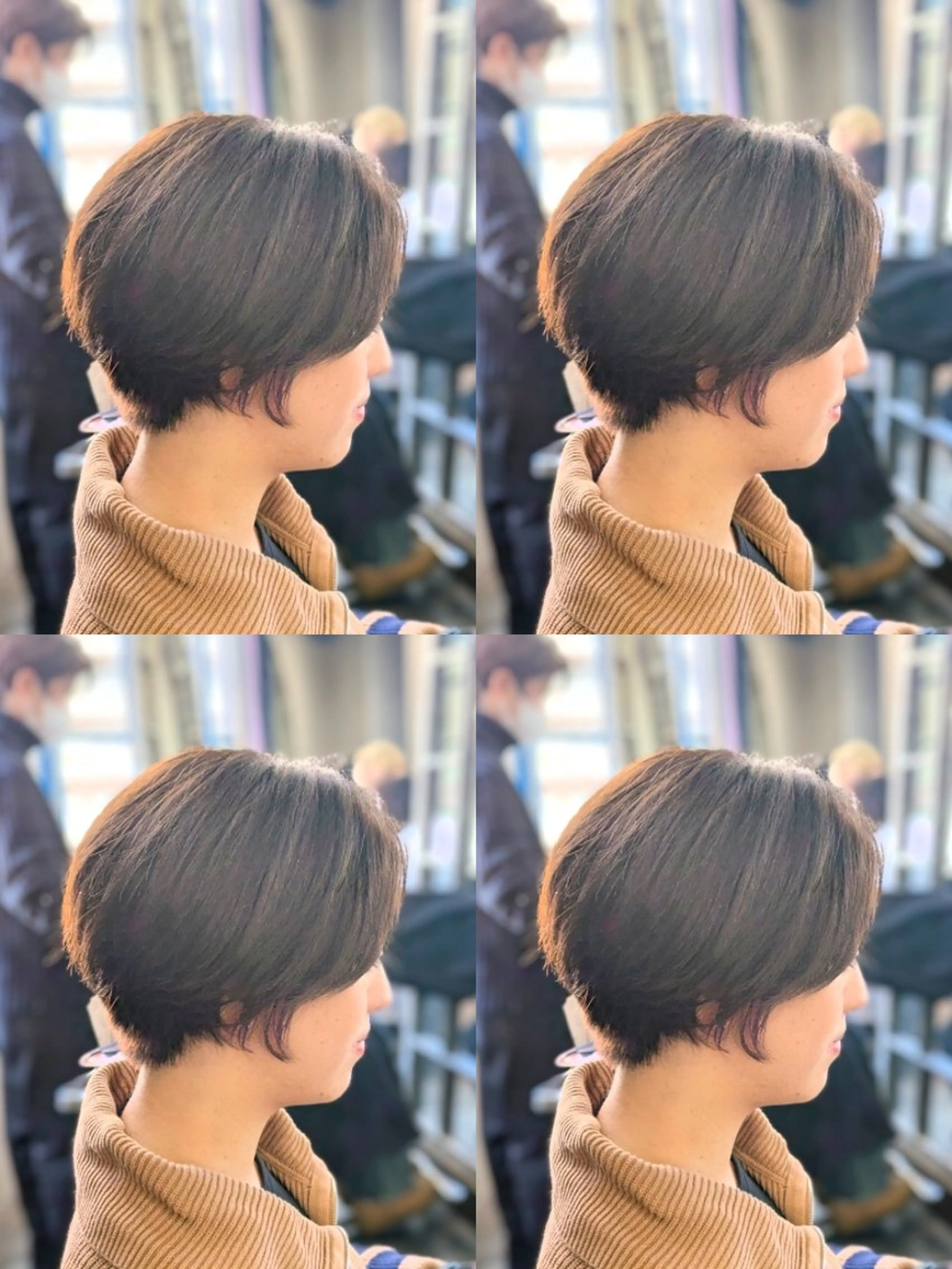 ショート カラー ショートボブ ハンサムショート 丸みショート ボブ くびれヘア メンズパーマ/顔周り レイヤー店長えのもとのヘアスタイル