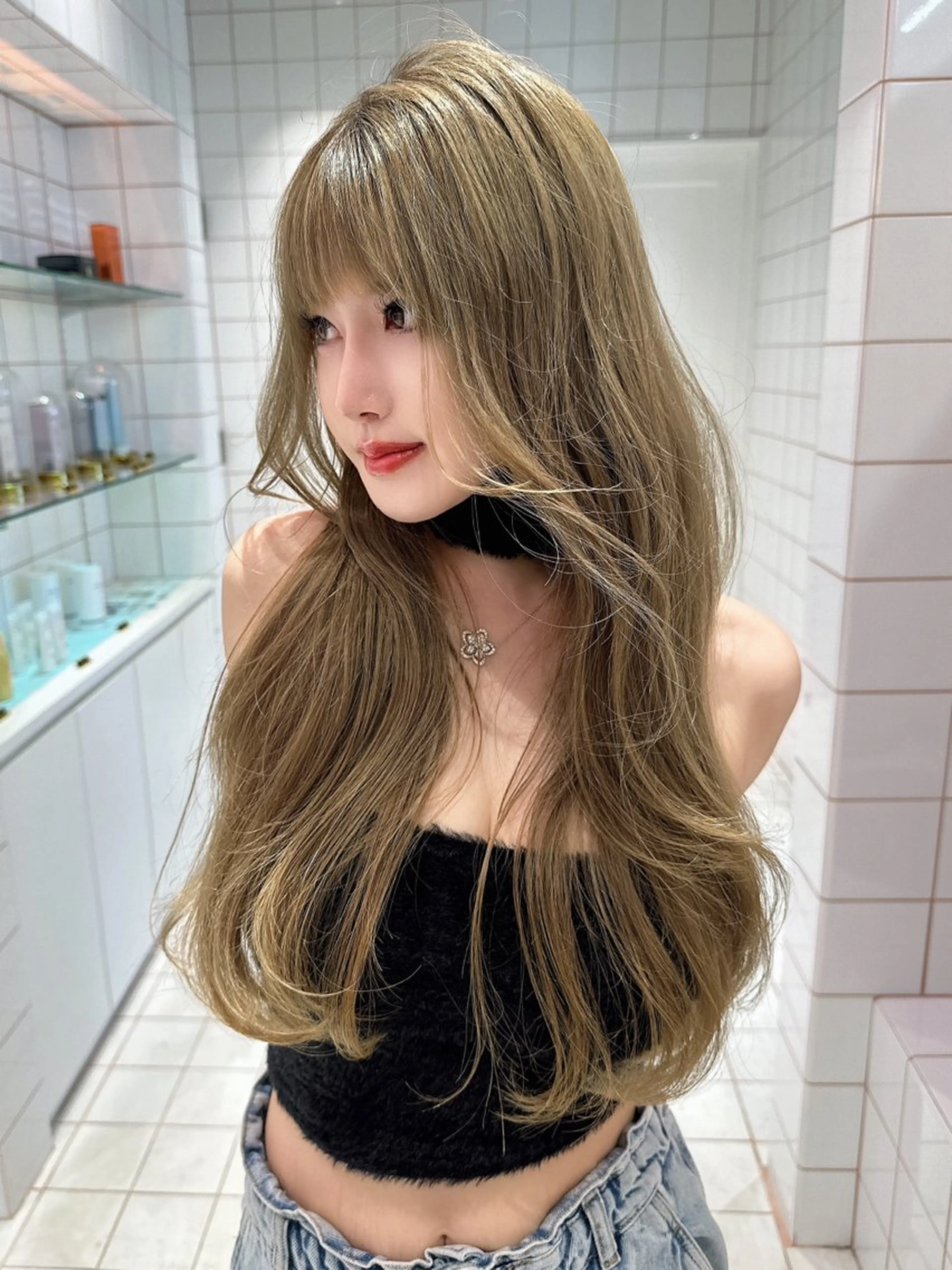 ロング カット ヘアカラー MASHU韓国ヘア/ レイヤー/透明感カラのヘアスタイル