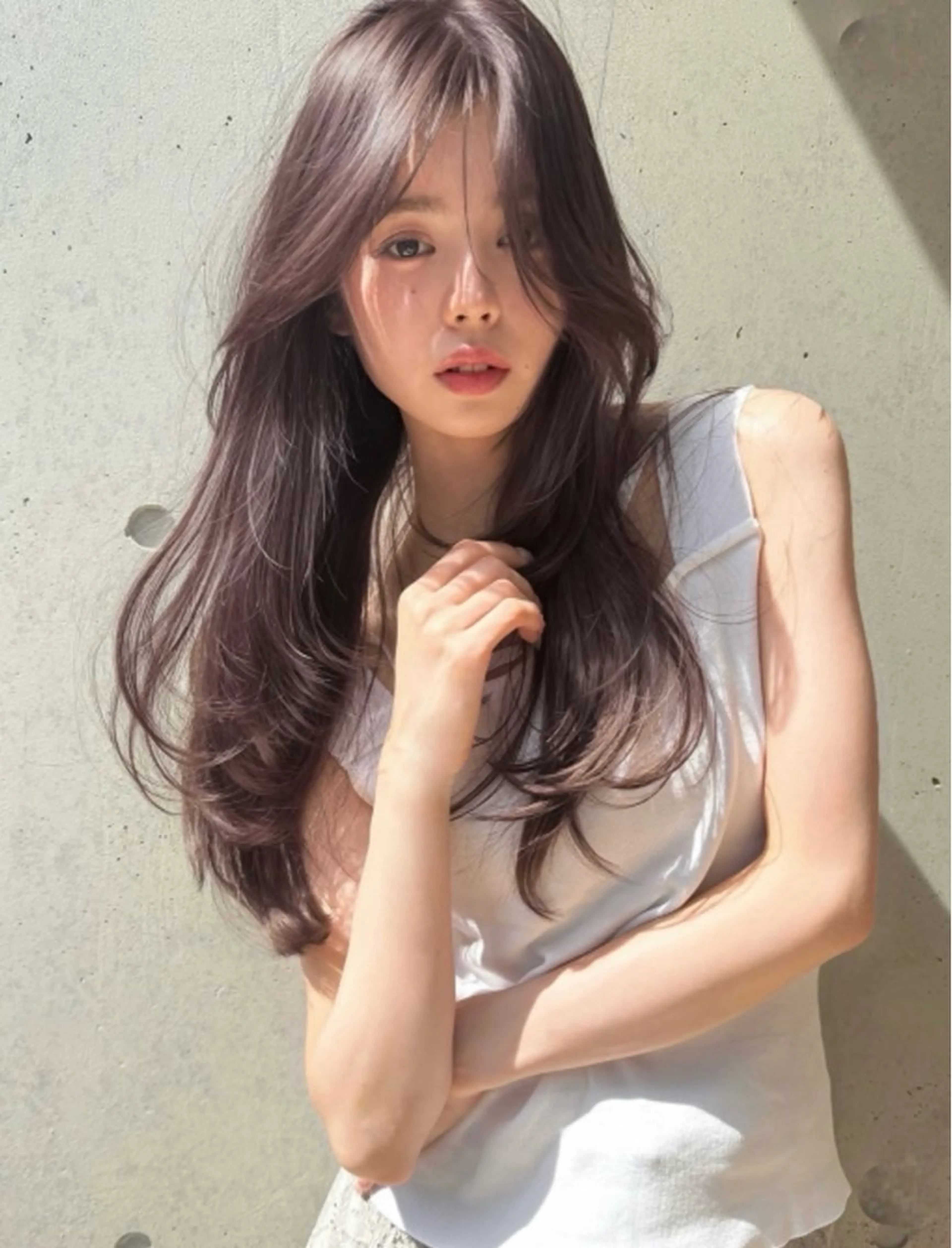 ロング ラベンダーベージュ レイヤーカット カット ヘアカラー トリートメント miyu BOB/layerのヘアスタイル