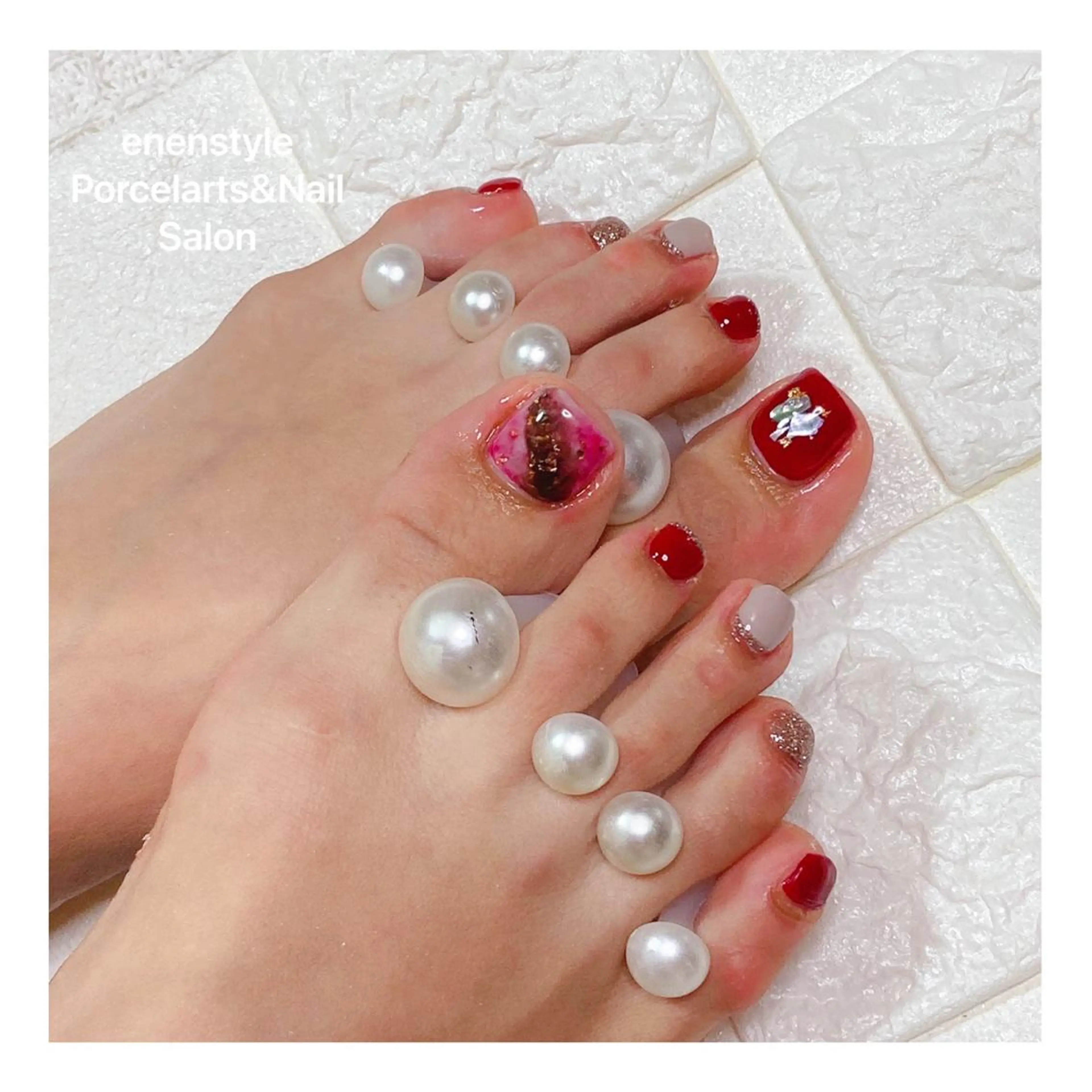 ショート ネイル ハンドネイル フットネイル 👑enen style👑のネイルデザイン