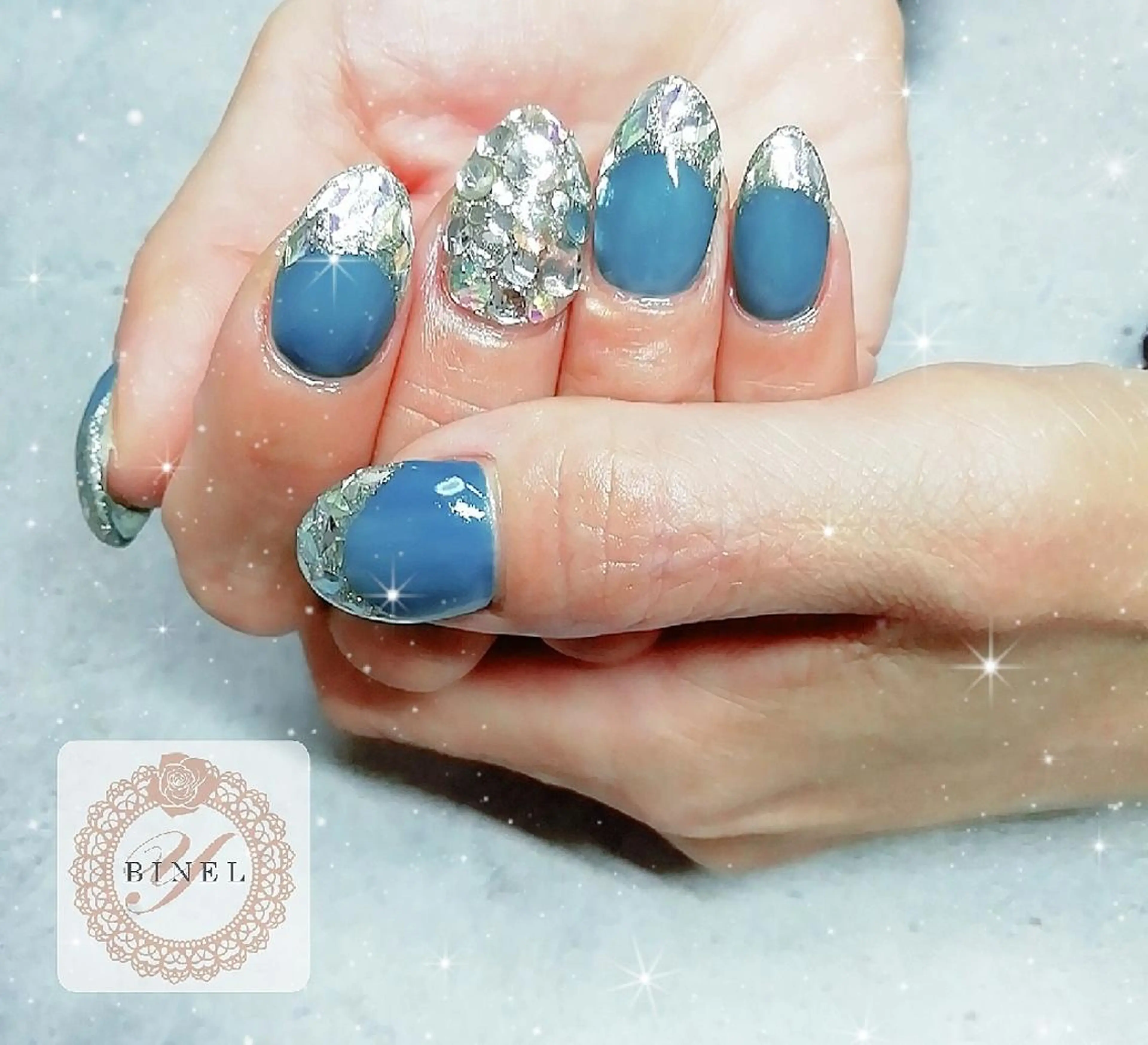 ネイル フレンチネイル ガラスフレンチ ハンドネイル Nail Salon Y.BINELのネイルデザイン