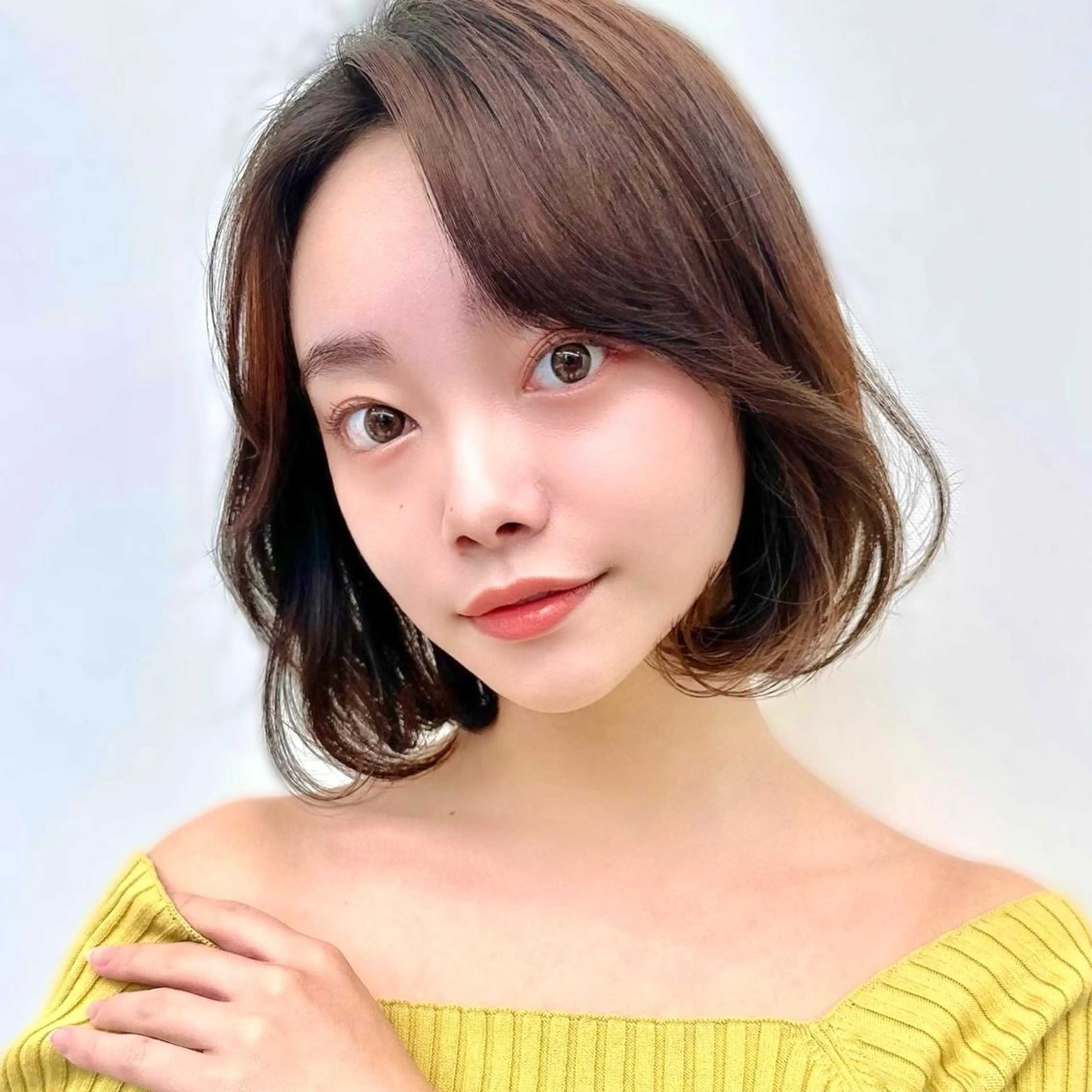 ショート パーマ ヘアアレンジ ボブ かきあげバング 韓国風ヘア シースルーバング Surpass所属・🌈小顔似合わせ SHIHO🌈のヘアスタイル