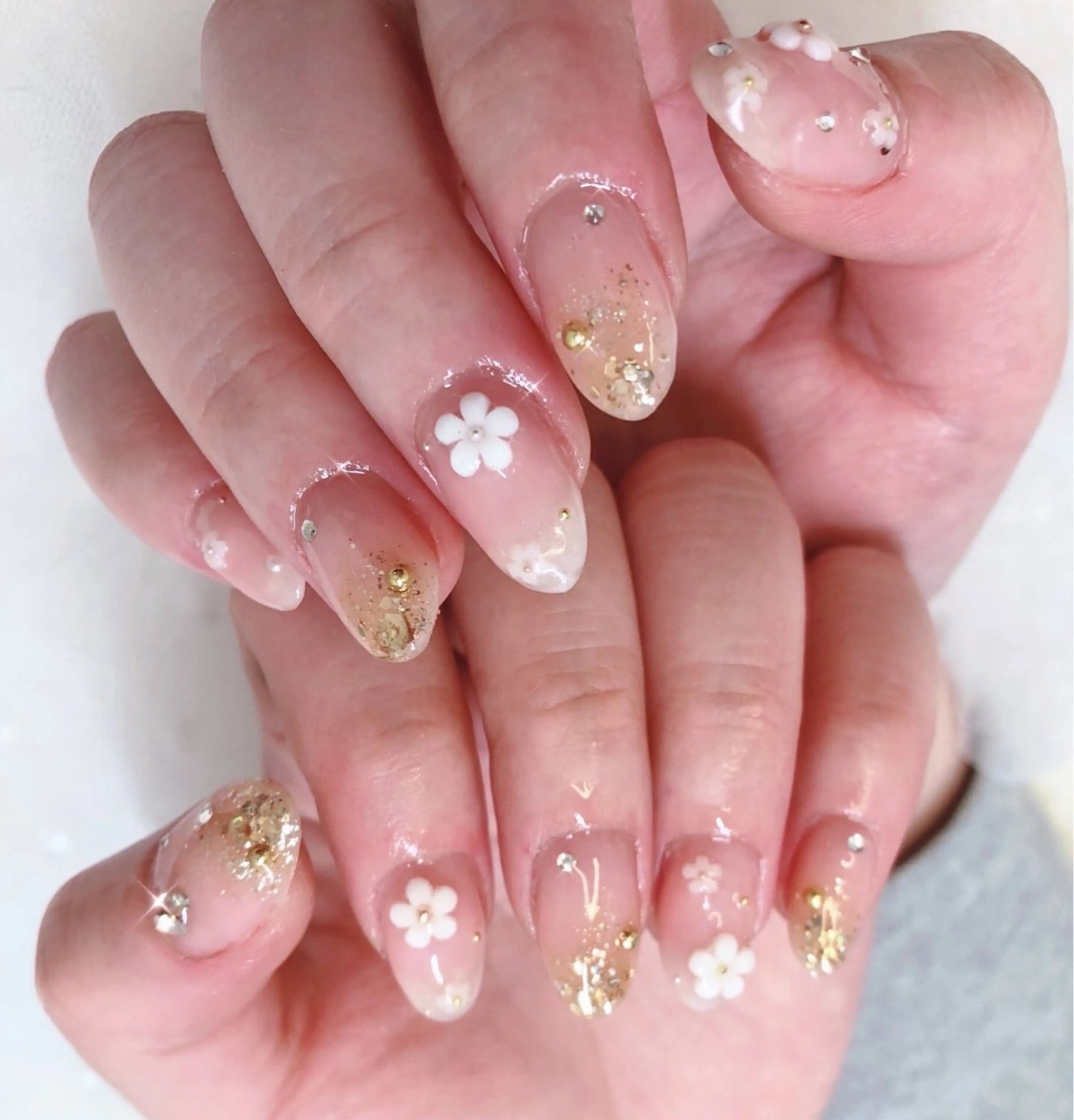 ネイル フレンチネイル ジェルネイル ガラスフレンチ グラデーション 韓国ネイル 大門浜松町 ネイルのネイルデザイン